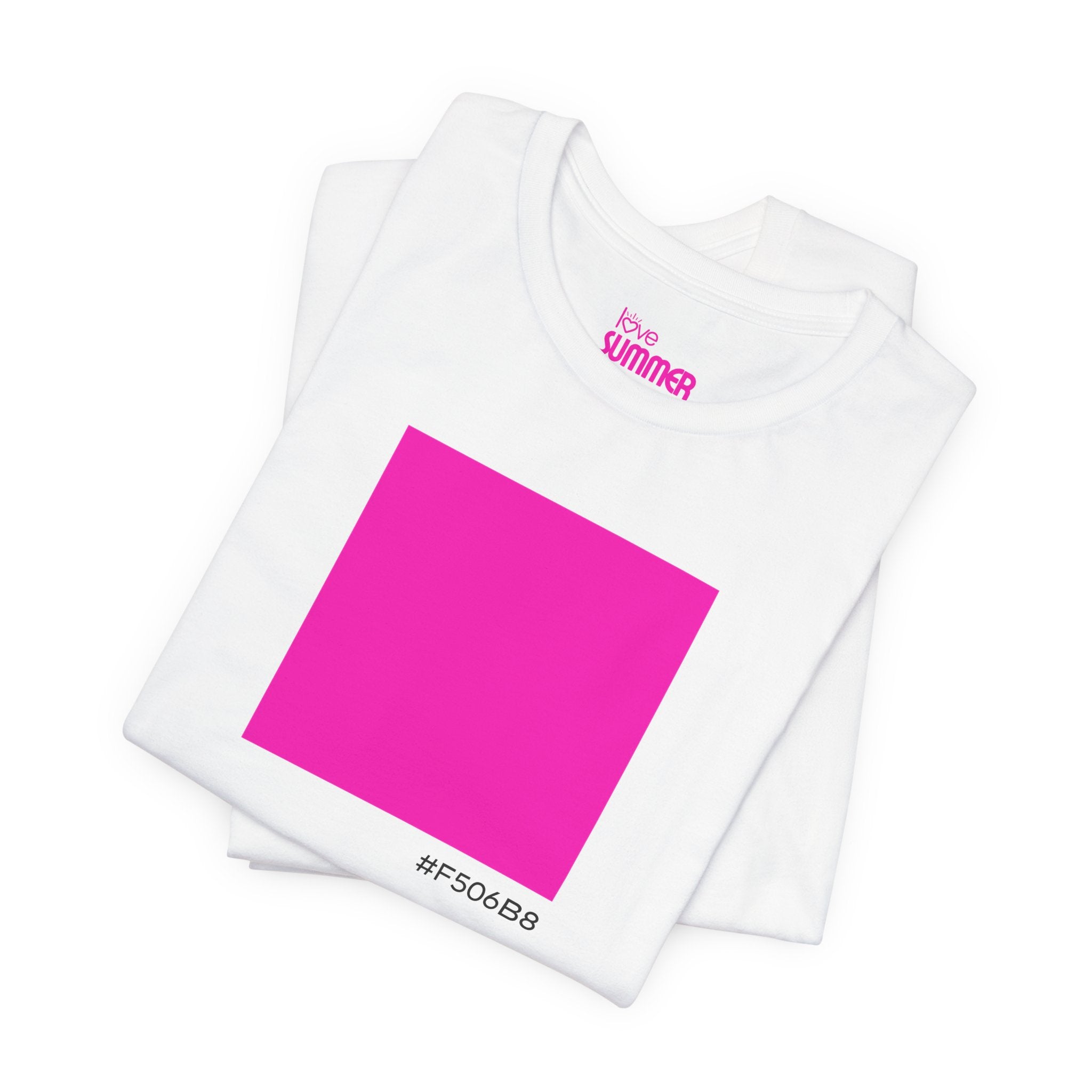 #F506B8 Love Summer Pink Color Swatch Tee // Premium Cotton Unisex T-shirt — Graphic Brand Tee