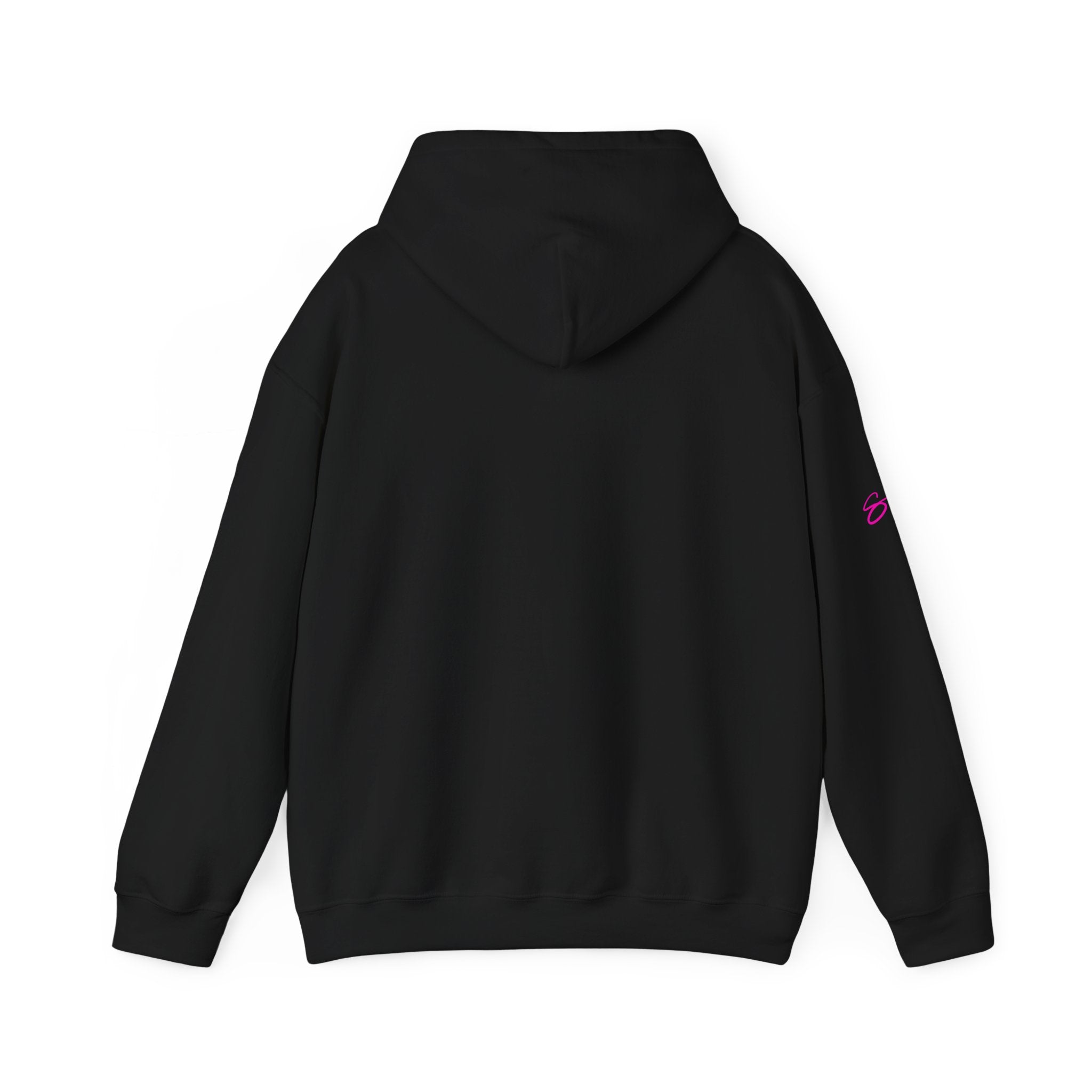 #F506B8 Love Summer Pink Color Swatch Black Hoodie // Soft Cotton Hooded Sweatshirt — Graphic Brand Hoodie