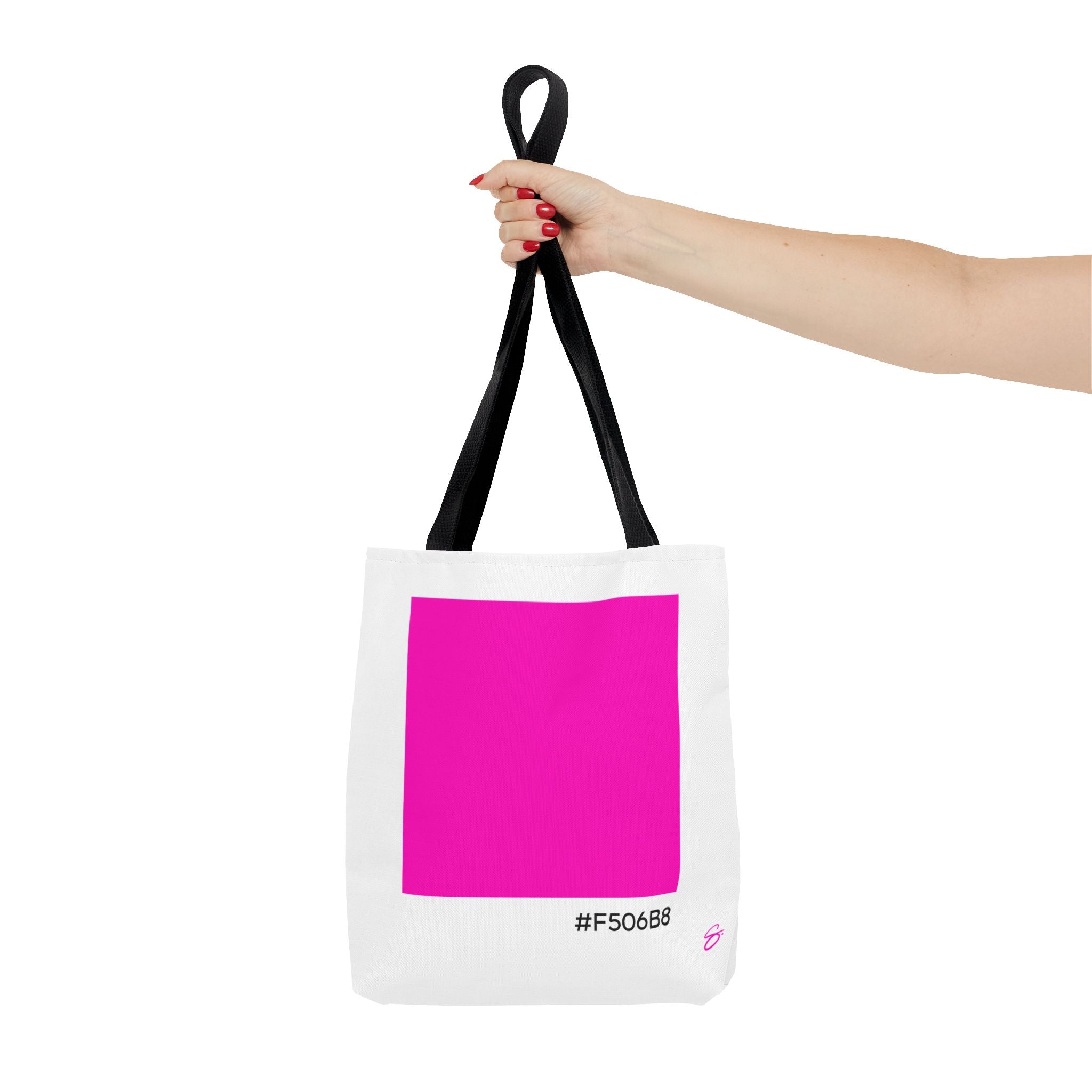 #F506B8 Love Summer Pink Color Swatch Tote Bag // Compact Everyday Tote — Graphic Brand Tote Bag