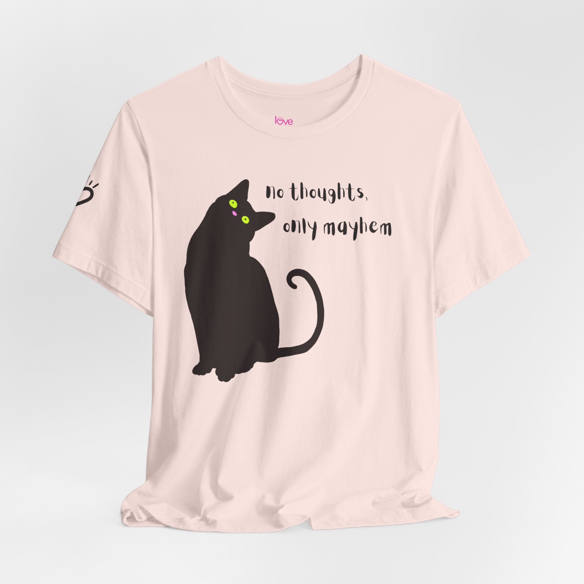 NO THOUGHTS, ONLY MAYHEM Black Cat Graphic Tee // Premium Cotton Unisex T-Shirt | Funny Cat Tee