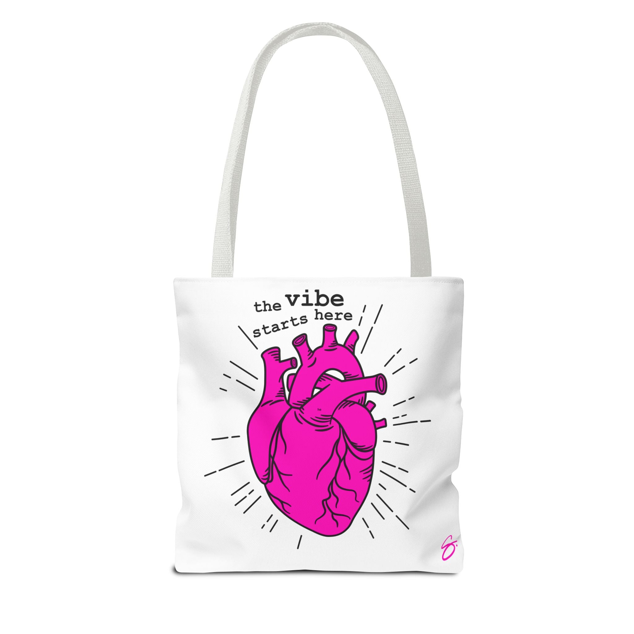 The Vibe Starts Here (Black Print) Tote Bag // Compact Carry-all - Love Summer Fundraiser Tote Bag