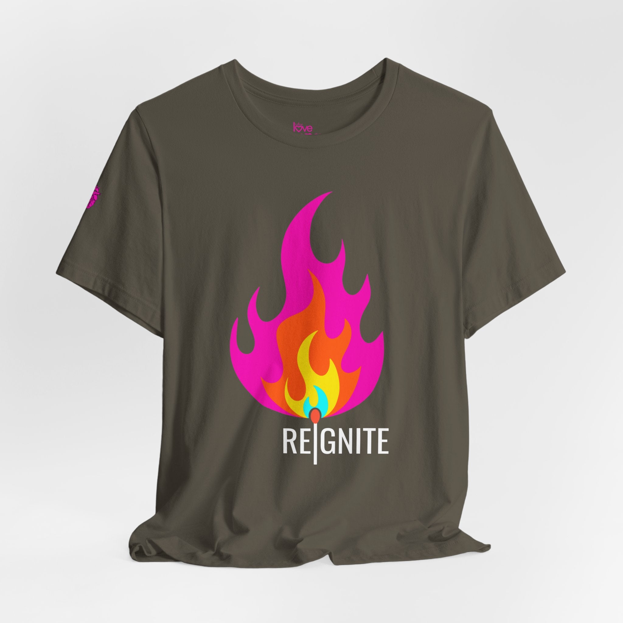 REIGNITE Tee // Premium Cotton Unisex T-Shirt - Flame Graphic Statement Tee