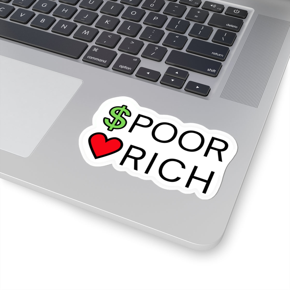 CASH POOR / LOVE RICH — Kiss-Cut Sticker | Funny, Heart-Forward Vinyl