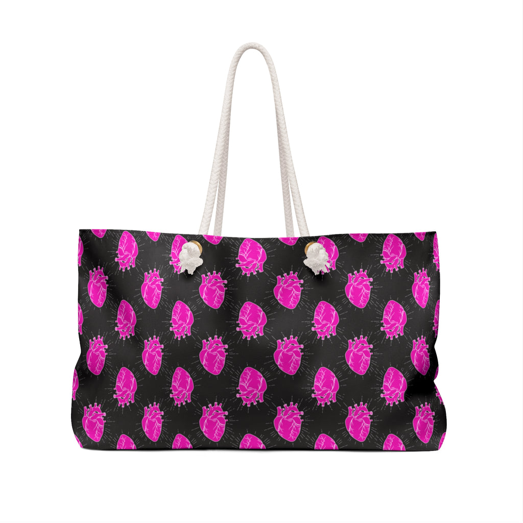 The Vibe Pattern (White Print) Weekender Tote // Roomy Weekender Bag - Vibe Tote Bag