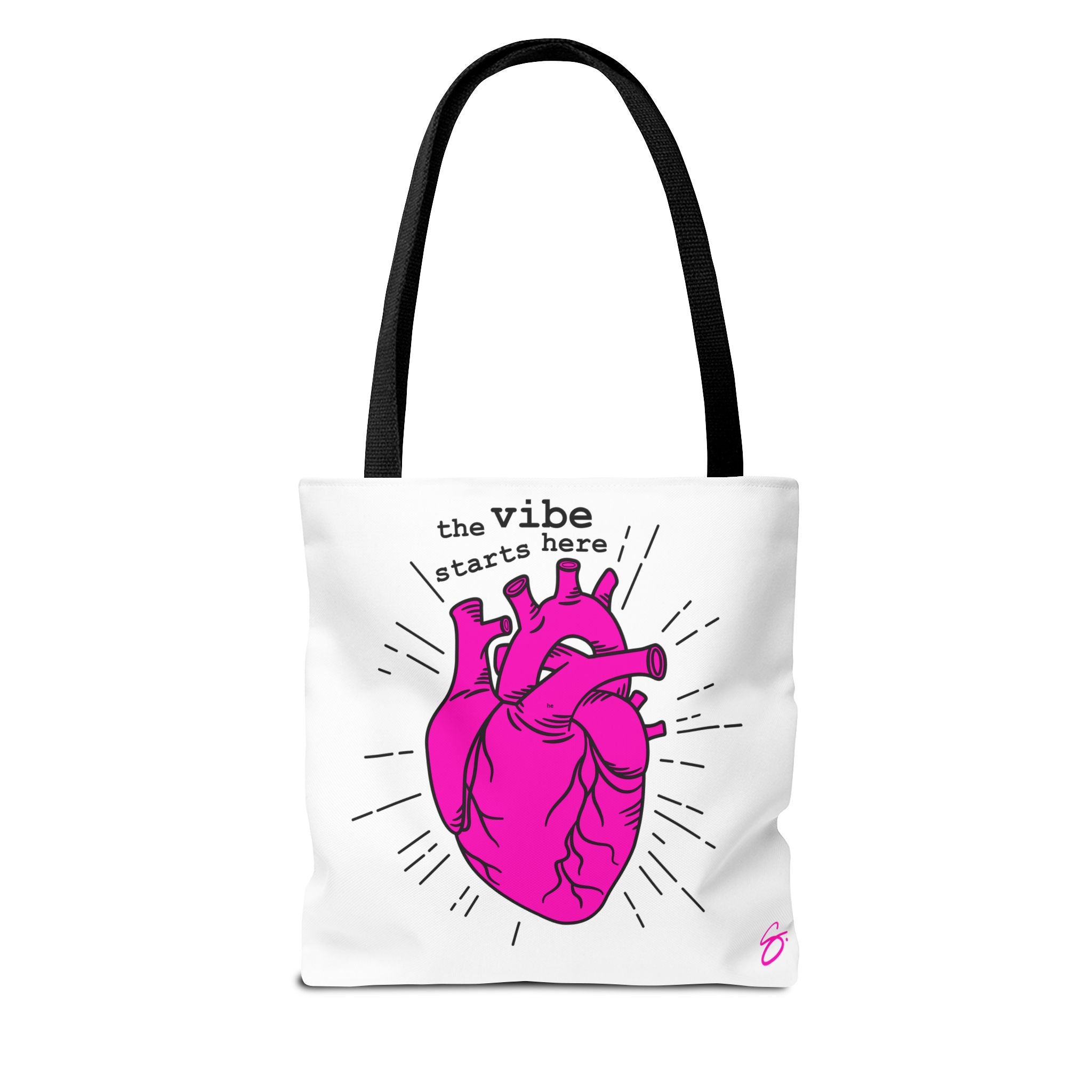 The Vibe Starts Here (Black Print) Tote Bag // Compact Carry-all - Love Summer Fundraiser Tote Bag
