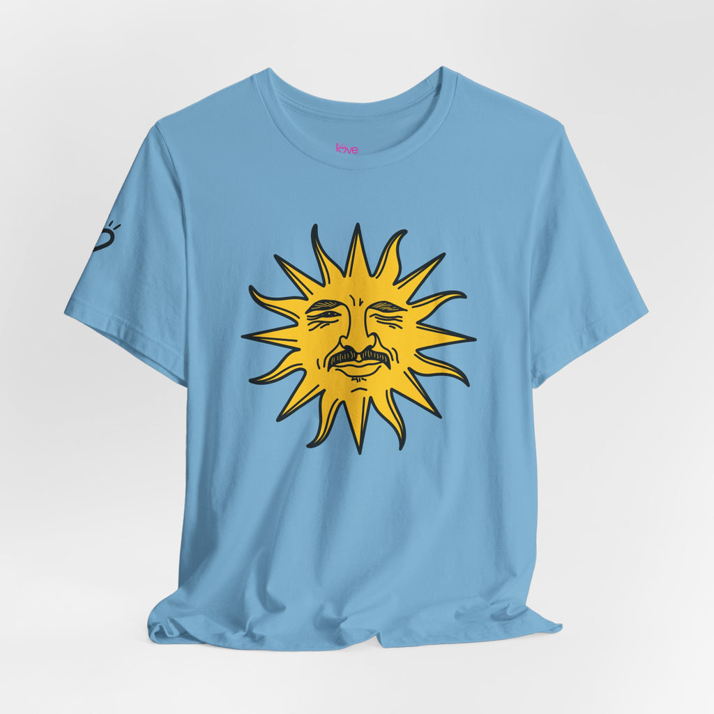EL SOL Pedro Pascal Portrait Sun Graphic Tee // Premium Cotton Unisex T-Shirt - Sunny Face Graphic