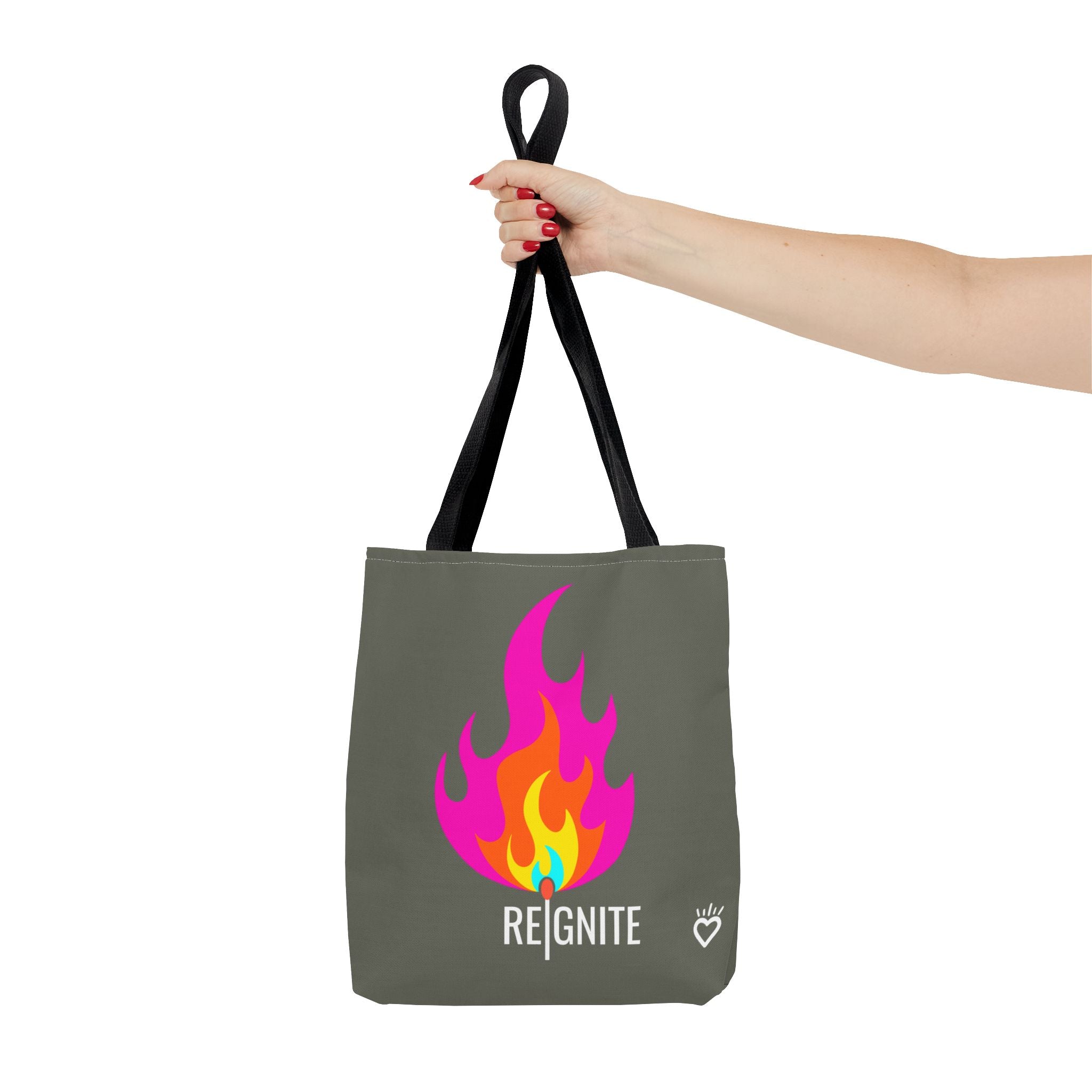 REIGNITE Heart-flame Everyday Tote Bag // Compact Tote Bag - Portable Fire Energy