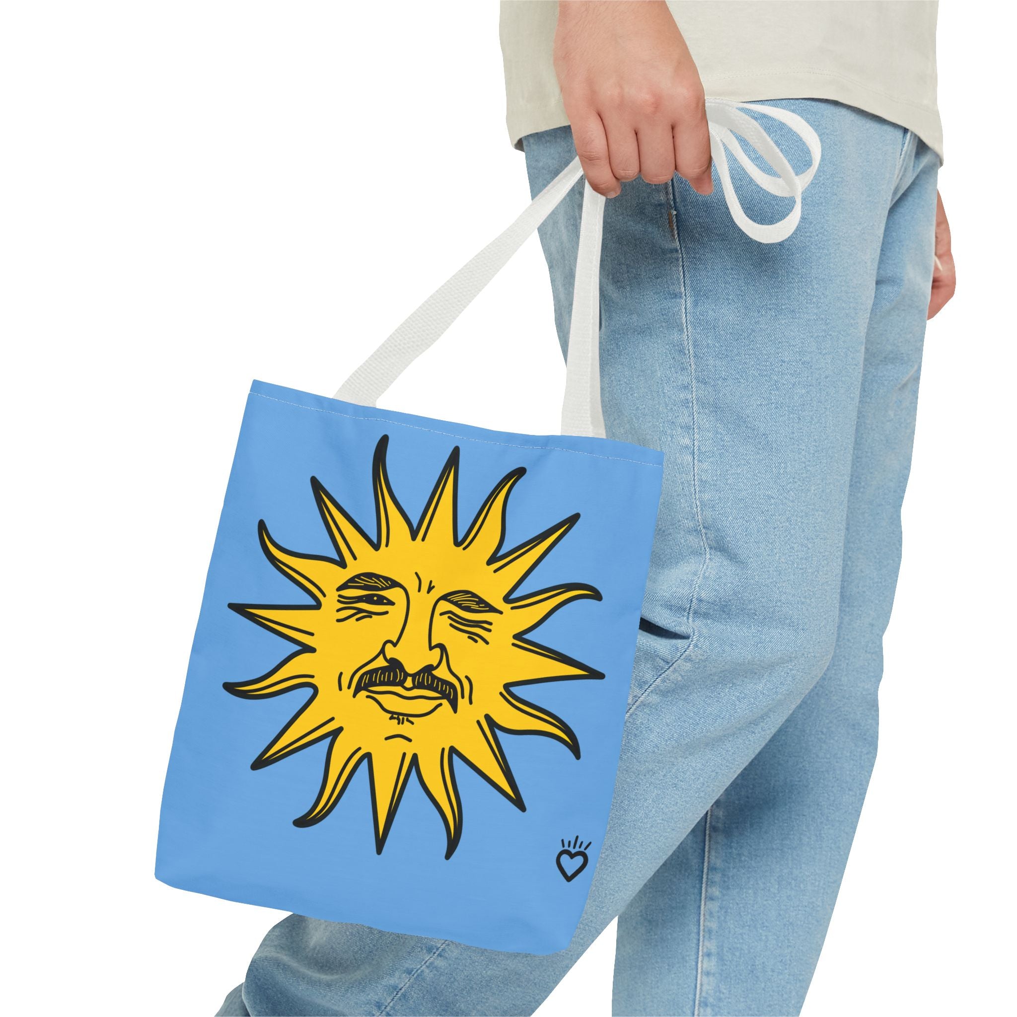 EL SOL Pedro Pascal Sun Portrait Everyday Tote // Compact Tote Bag - Retro Sun Graphic