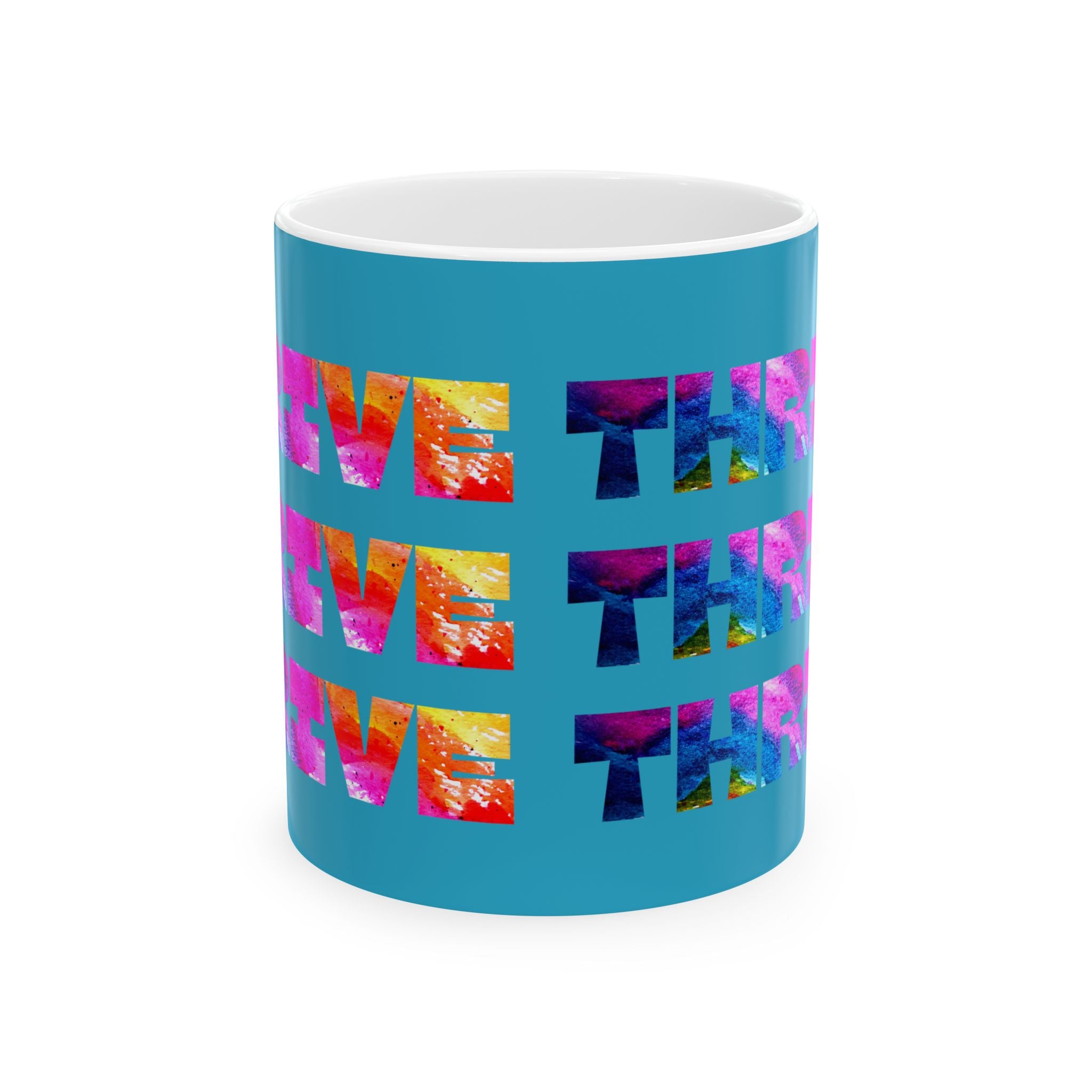 THRIVE Watercolor Graphic Mug // Durable Ceramic Mug - 11 oz, 15 oz