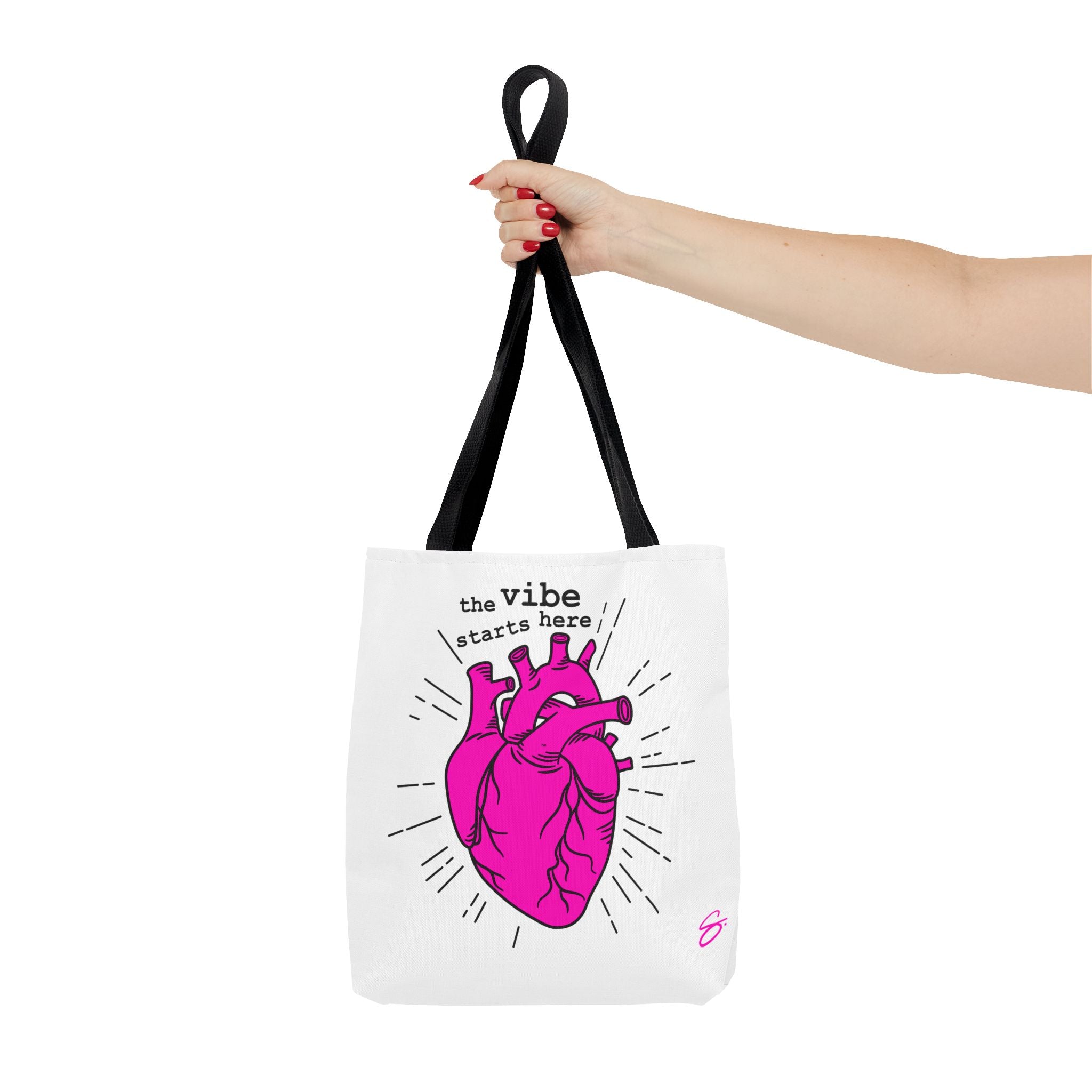 The Vibe Starts Here (Black Print) Tote Bag // Compact Carry-all - Love Summer Fundraiser Tote Bag