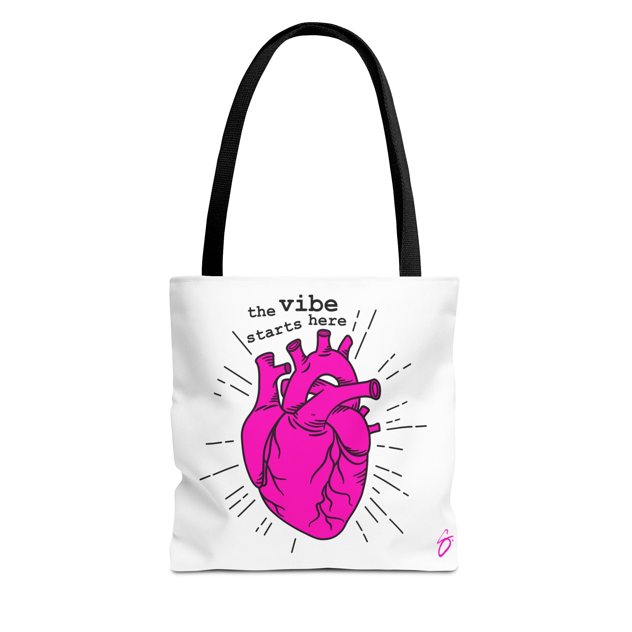 The Vibe Starts Here (Black Print) Tote Bag // Compact Carry-all - Love Summer Fundraiser Tote Bag