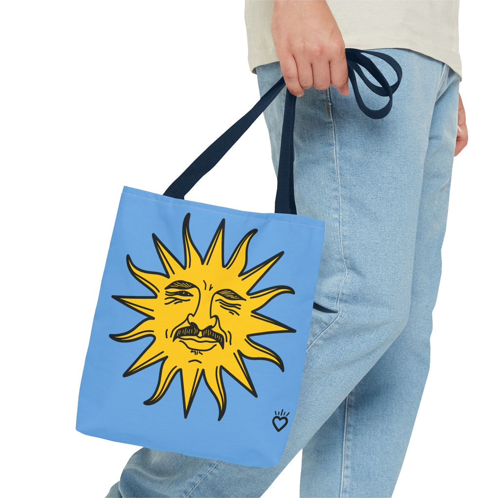 EL SOL Pedro Pascal Sun Portrait Everyday Tote // Compact Tote Bag - Retro Sun Graphic