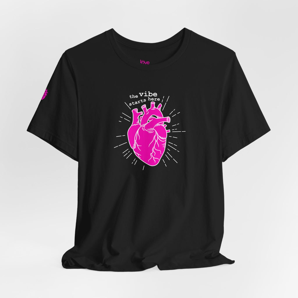 The Vibe Starts Here Tee (White Print) // Premium Cotton Unisex T-shirt - Summer Leigh Vibe Tee