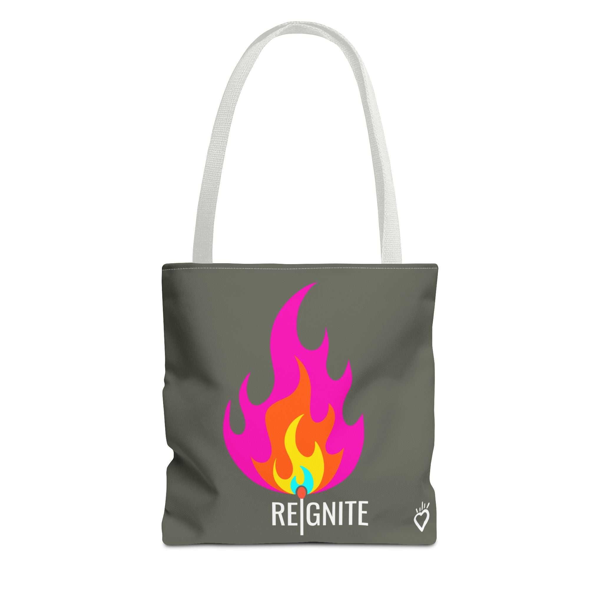 REIGNITE Heart-flame Everyday Tote Bag // Compact Tote Bag - Portable Fire Energy