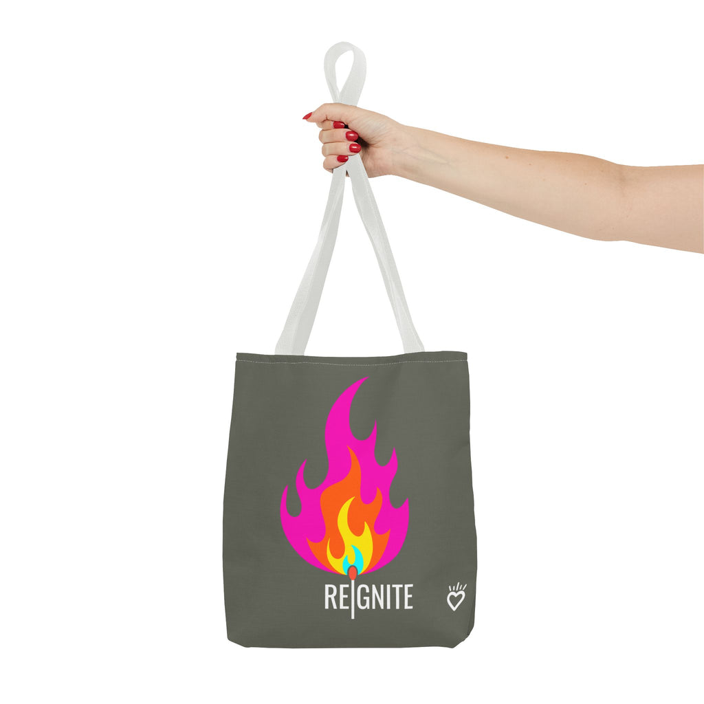 REIGNITE Heart-flame Everyday Tote Bag // Compact Tote Bag - Portable Fire Energy