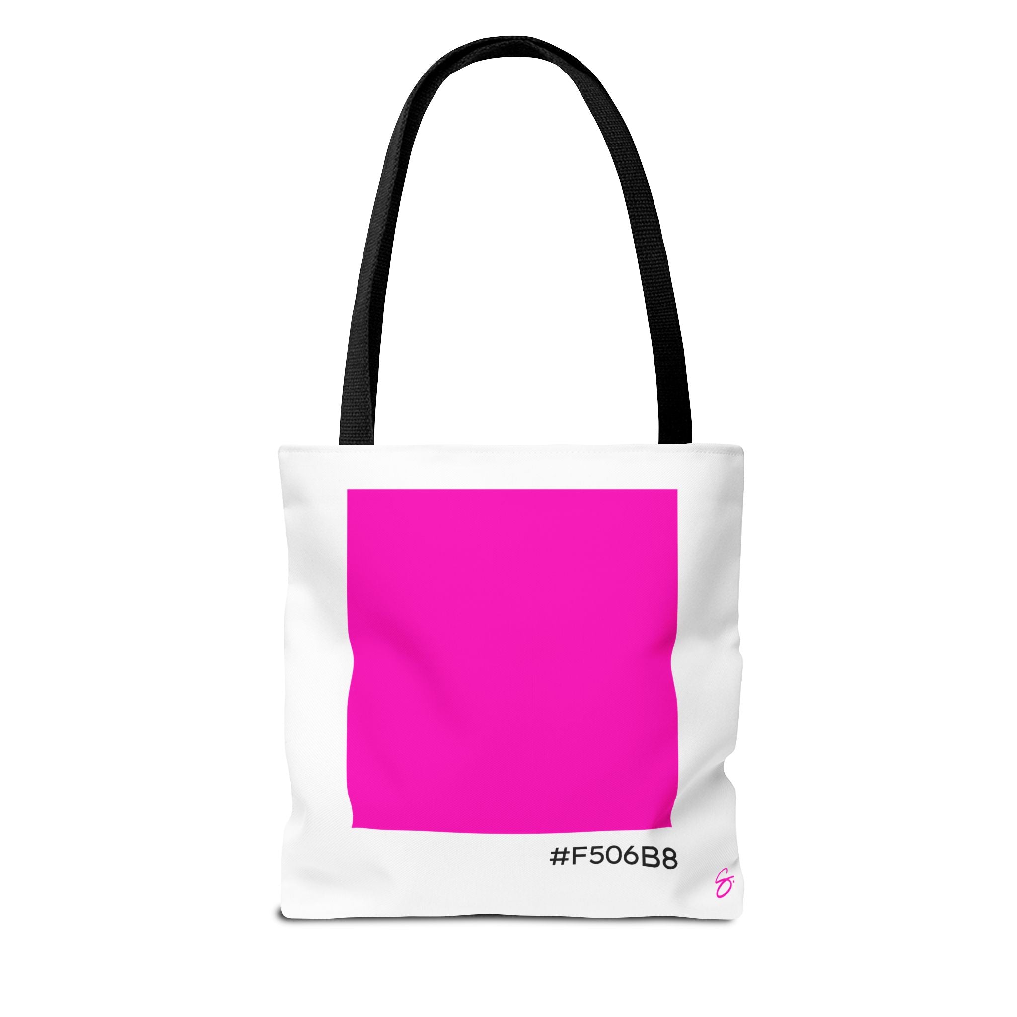 #F506B8 Love Summer Pink Color Swatch Tote Bag // Compact Everyday Tote — Graphic Brand Tote Bag