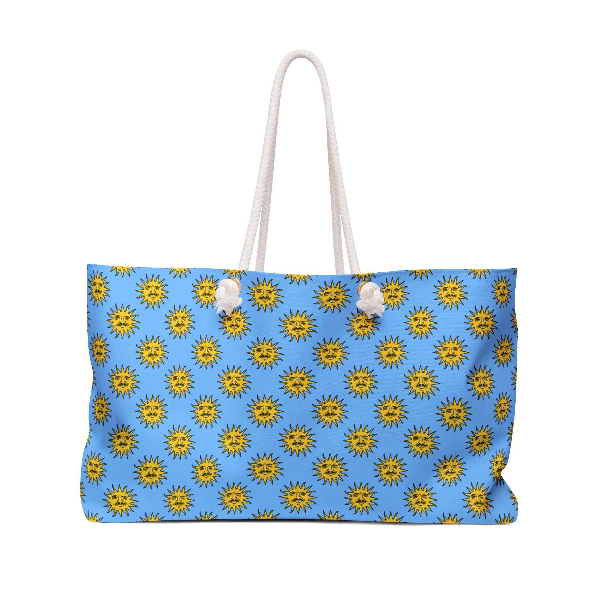 EL SOL Pedro Pascal Sun Portrait All-Over-Print Weekender Tote Bag // Roomy Weekender Tote - Sunny Smile Graphic