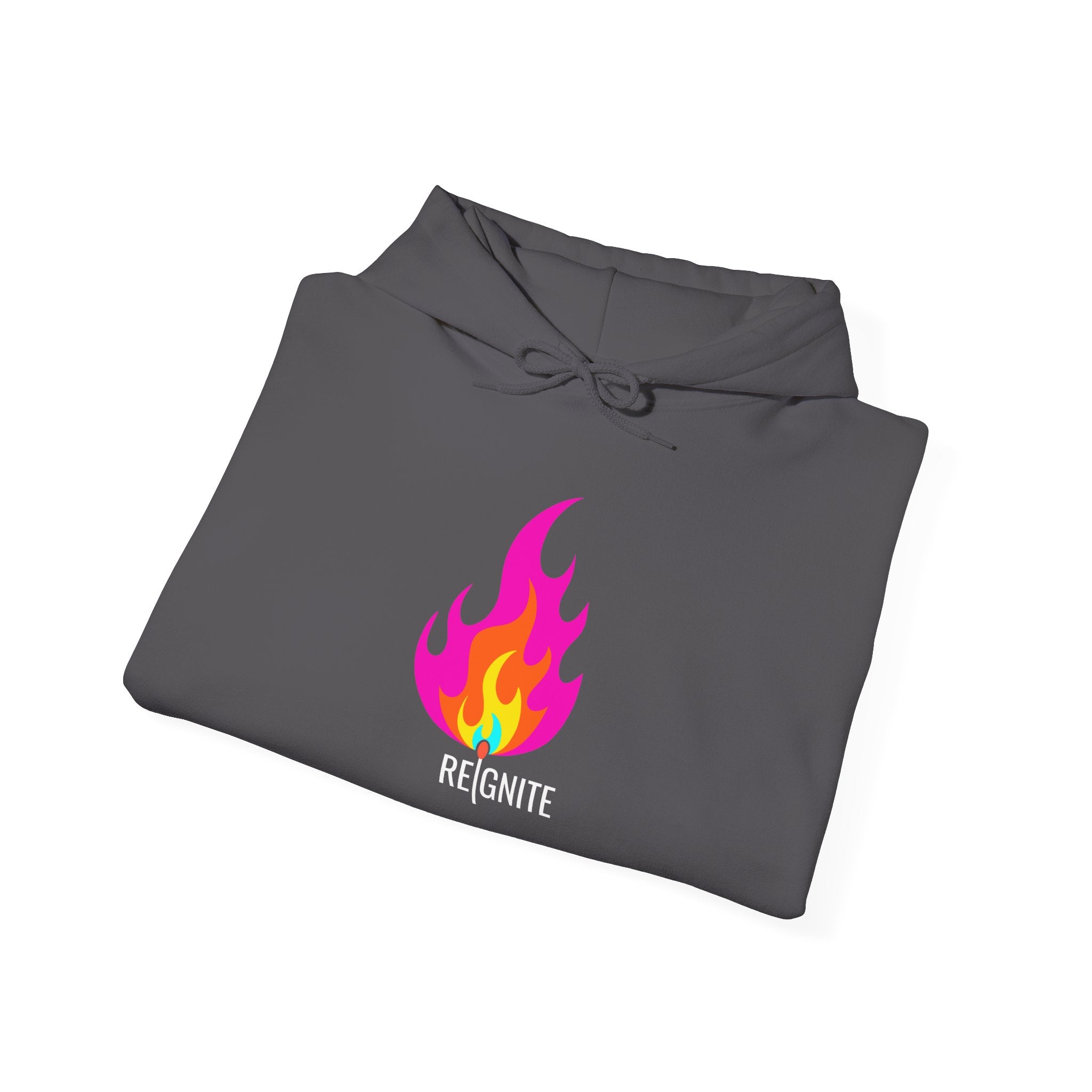 REIGNITE Heart-flame Graphic Hoodie // Soft Cotton Hoodie - Wearable Fire Energy