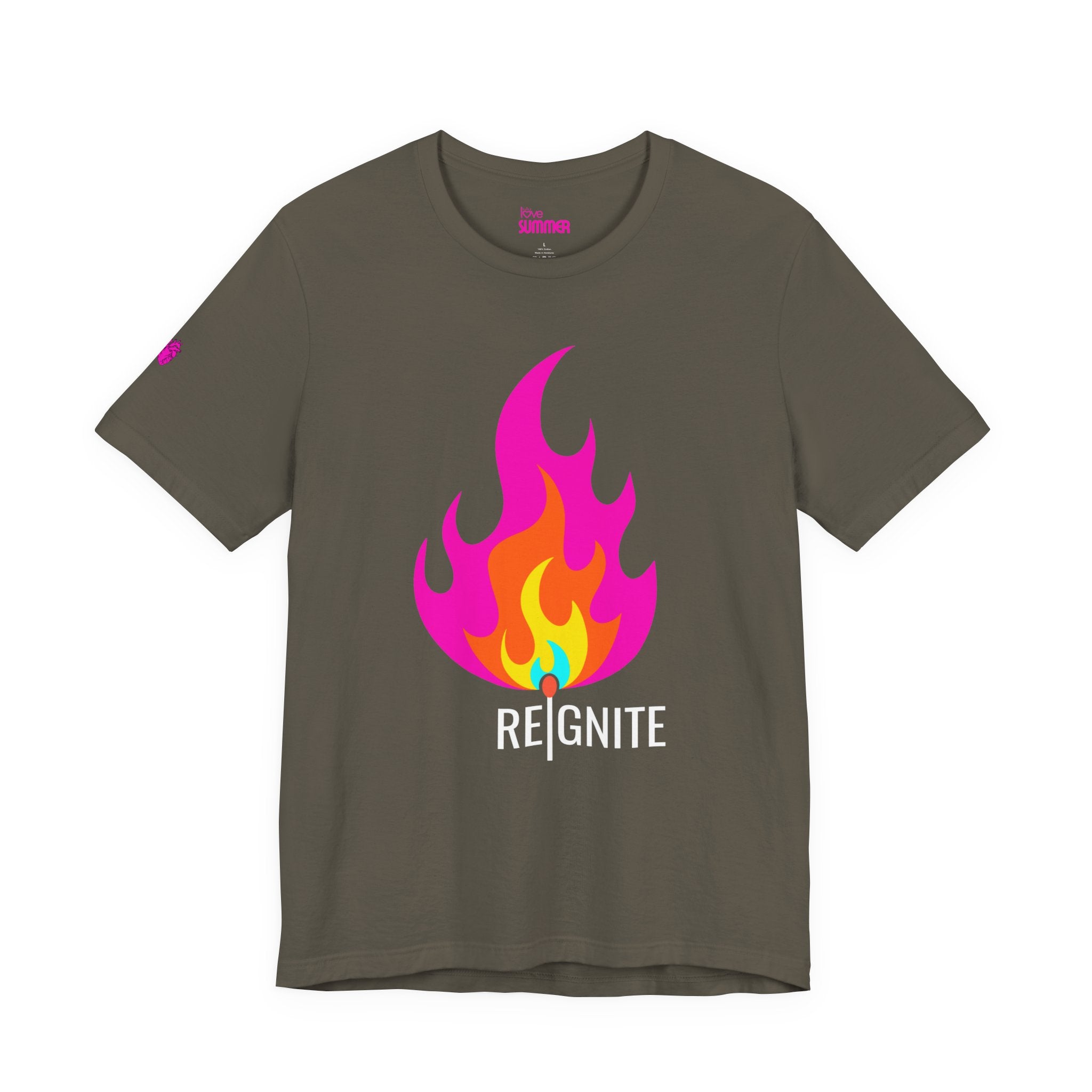 REIGNITE Tee // Premium Cotton Unisex T-Shirt - Flame Graphic Statement Tee