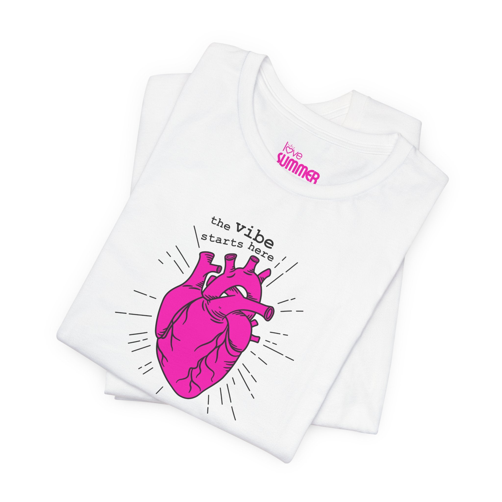 The Vibe Starts Here Tee (Black Print) // Premium Cotton Unisex T-shirt - Love Summer Fundraiser Tee