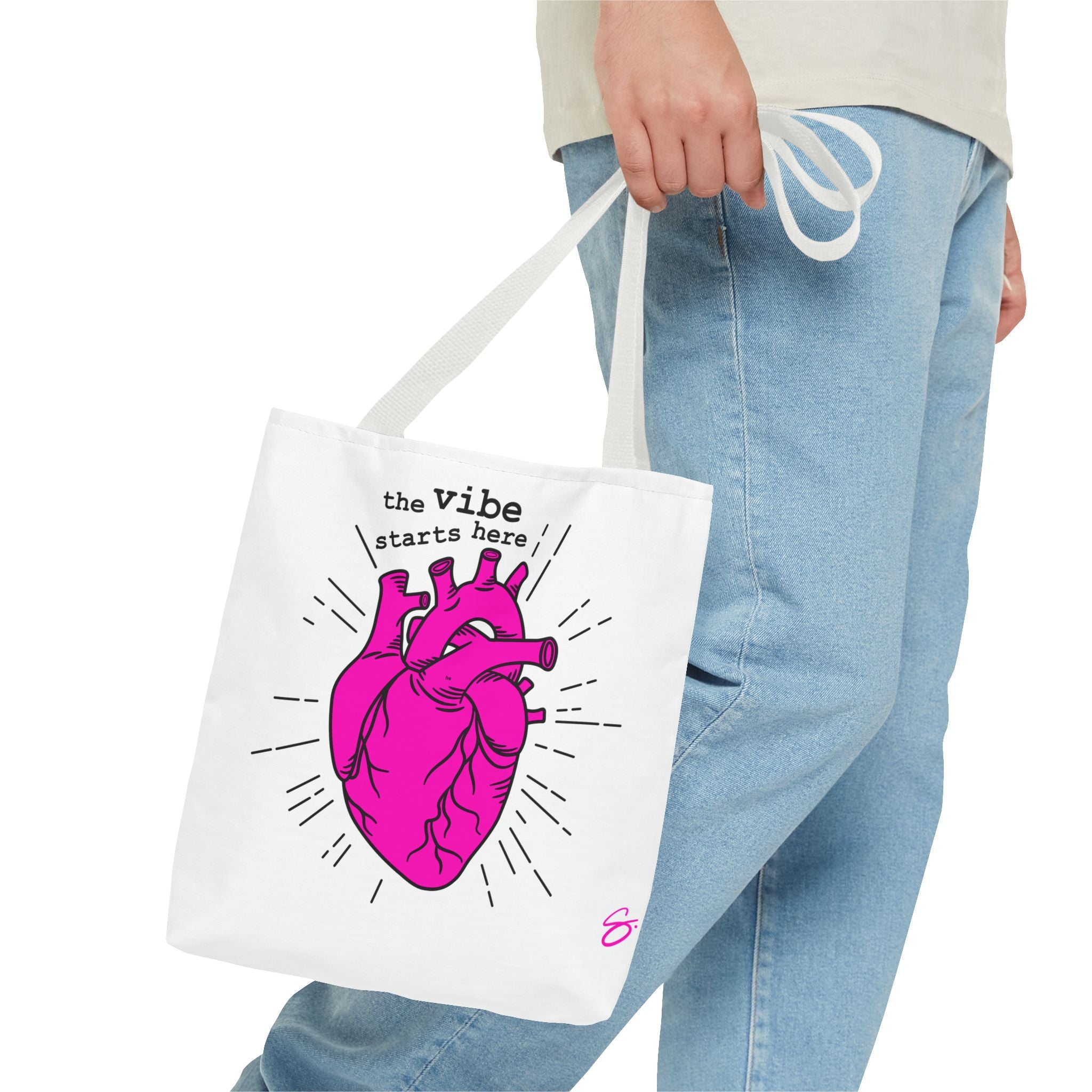 The Vibe Starts Here (Black Print) Tote Bag // Compact Carry-all - Love Summer Fundraiser Tote Bag