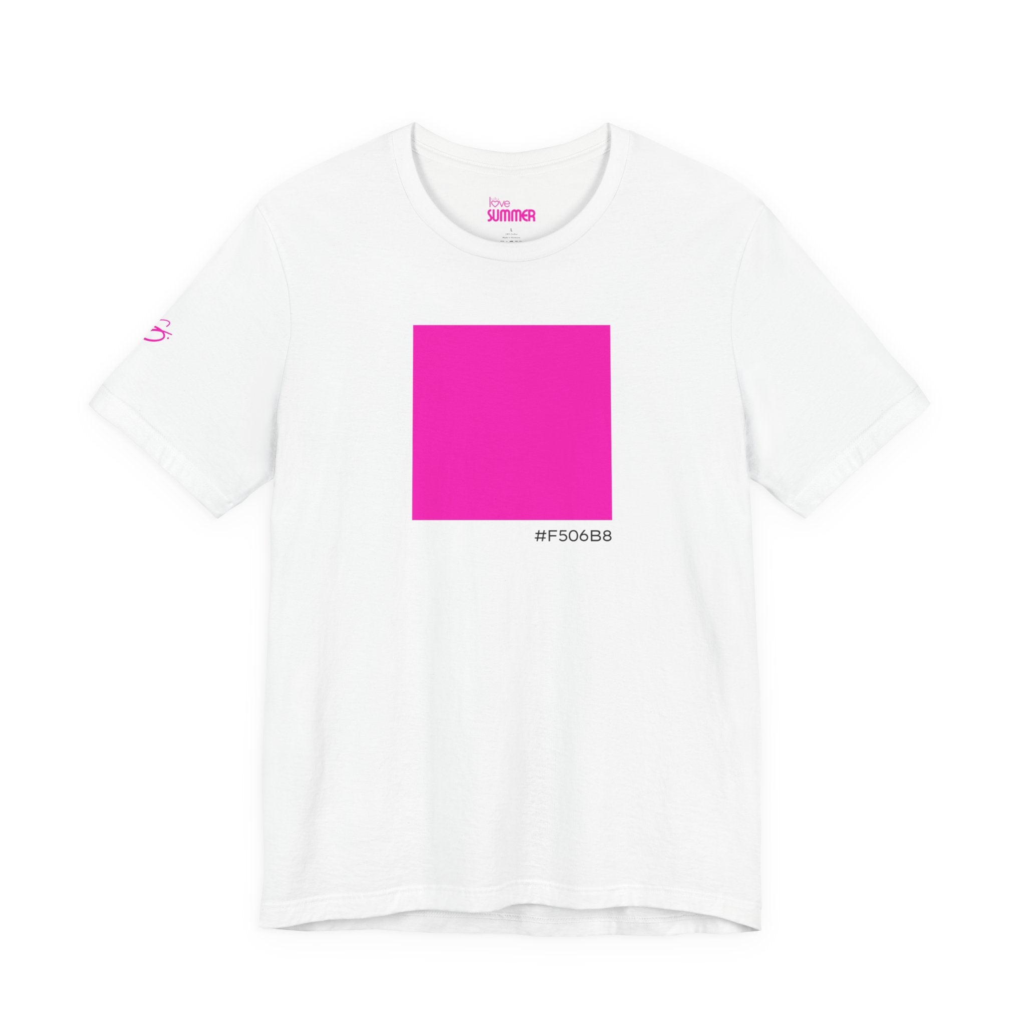 #F506B8 Love Summer Pink Color Swatch Tee // Premium Cotton Unisex T-shirt — Graphic Brand Tee