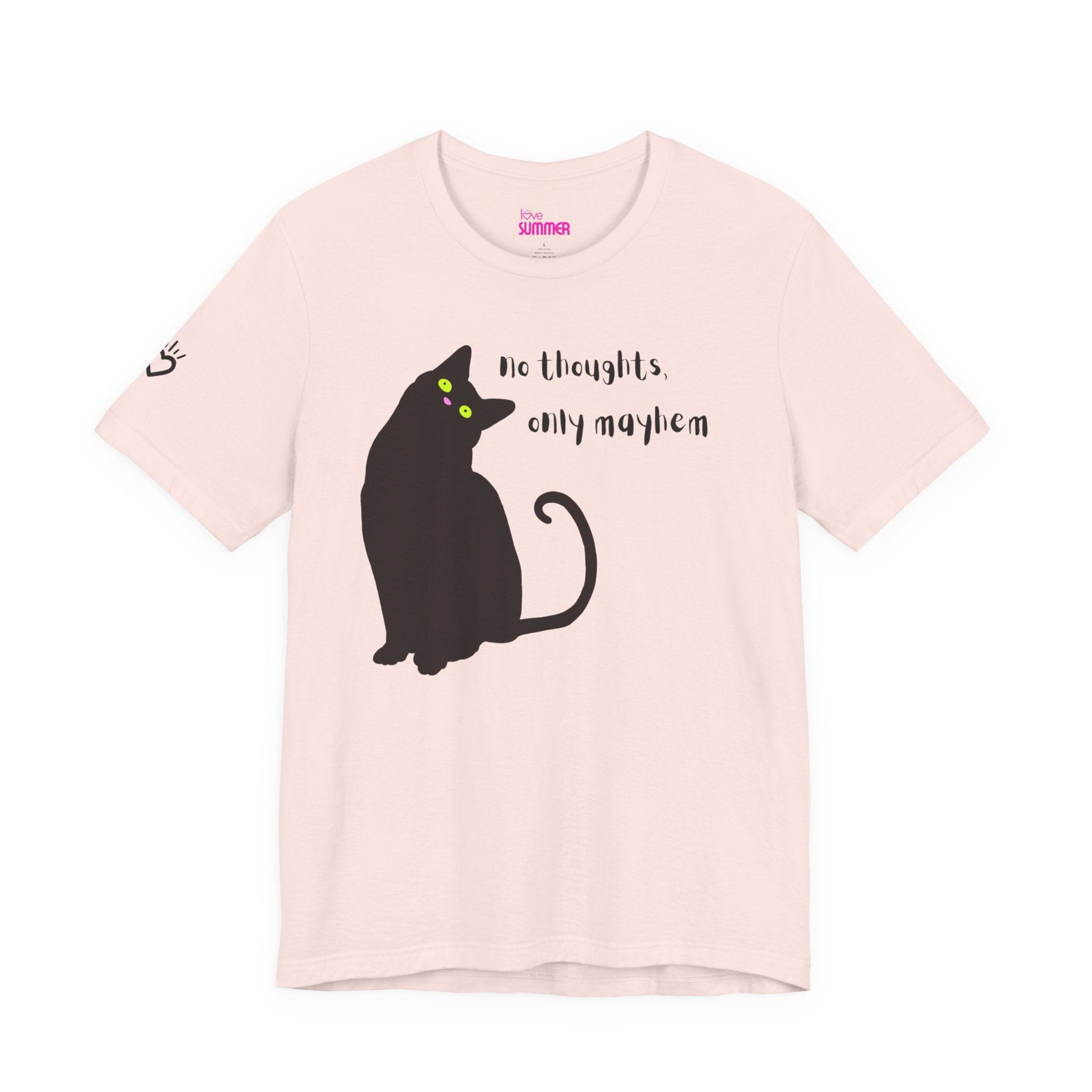 NO THOUGHTS, ONLY MAYHEM Black Cat Graphic Tee // Premium Cotton Unisex T-Shirt | Funny Cat Tee