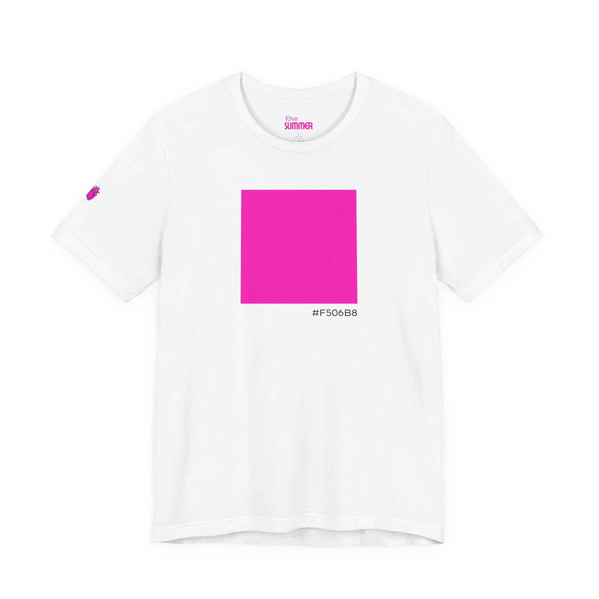 #F506B8 Love Summer Pink Color Swatch Tee // Premium Cotton Unisex T-shirt — Graphic Brand Tee