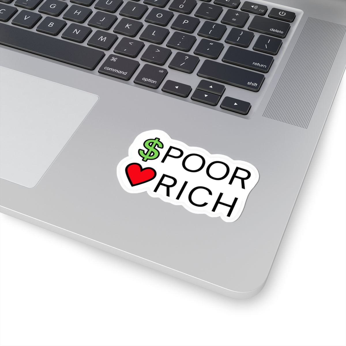 CASH POOR / LOVE RICH — Kiss-Cut Sticker | Funny, Heart-Forward Vinyl