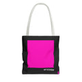 #F506B8 Love Summer Pink Color Swatch Black Tote Bag // Compact Everyday Tote — Graphic Brand Tote Bag