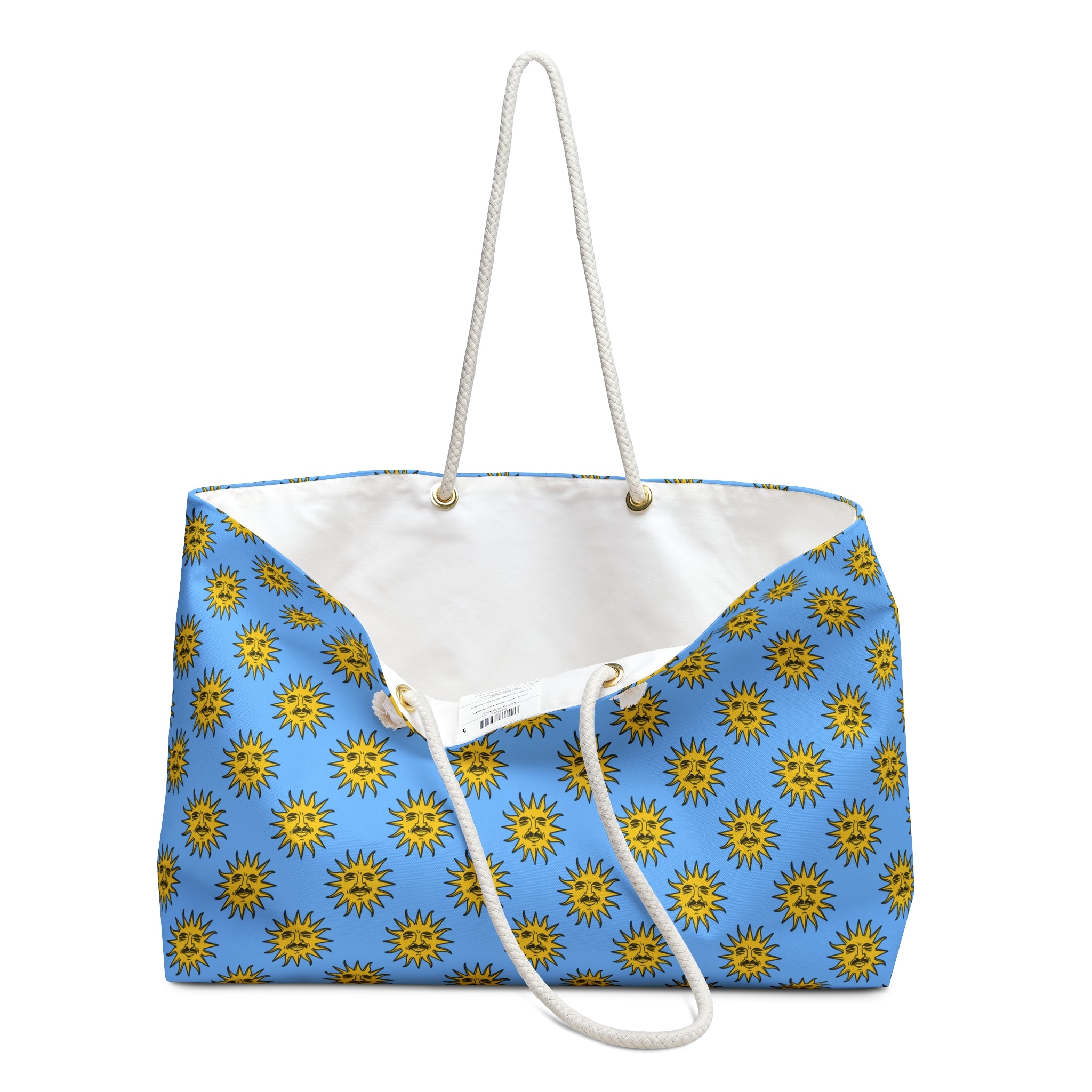 EL SOL Pedro Pascal Sun Portrait All-Over-Print Weekender Tote Bag // Roomy Weekender Tote - Sunny Smile Graphic