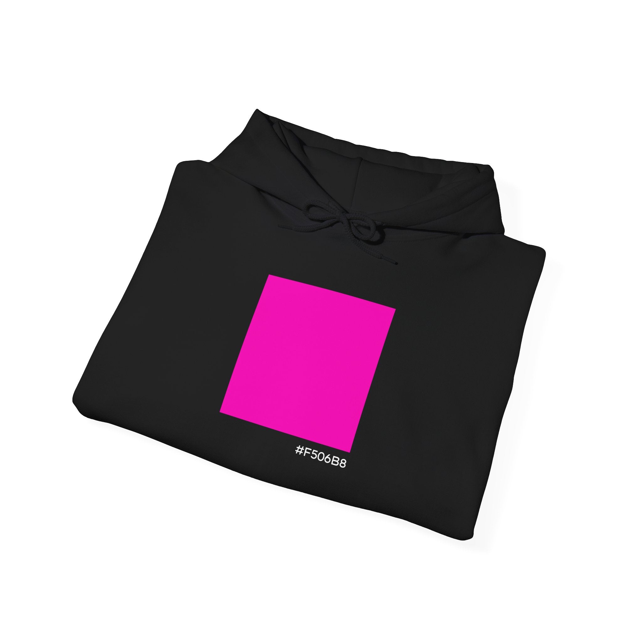 #F506B8 Love Summer Pink Color Swatch Black Hoodie // Soft Cotton Hooded Sweatshirt — Graphic Brand Hoodie