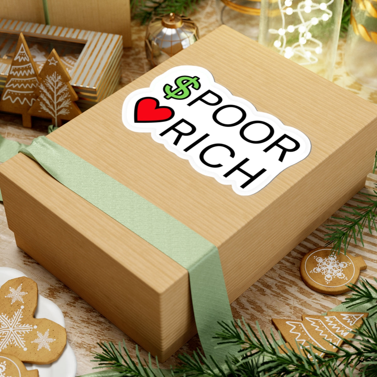 CASH POOR / LOVE RICH — Kiss-Cut Sticker | Funny, Heart-Forward Vinyl