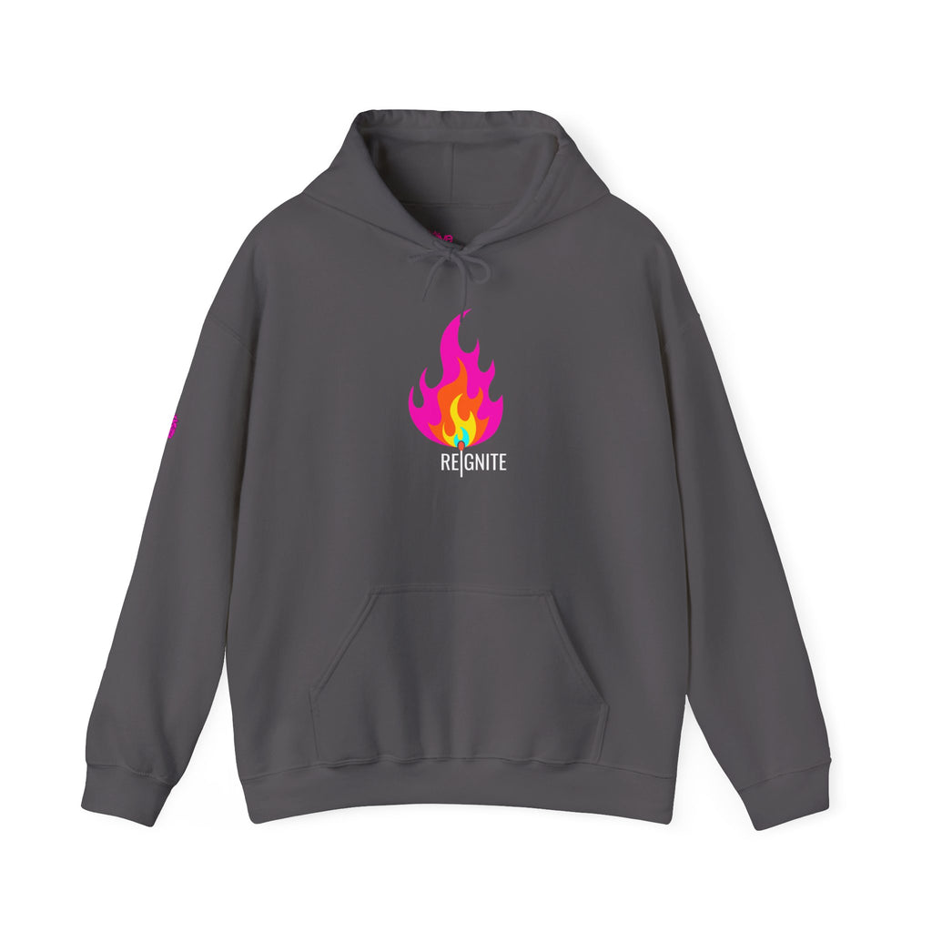 REIGNITE Hoodie // Soft Cotton Hooded Sweatshirt - Flame Graphic Statement Hoodie