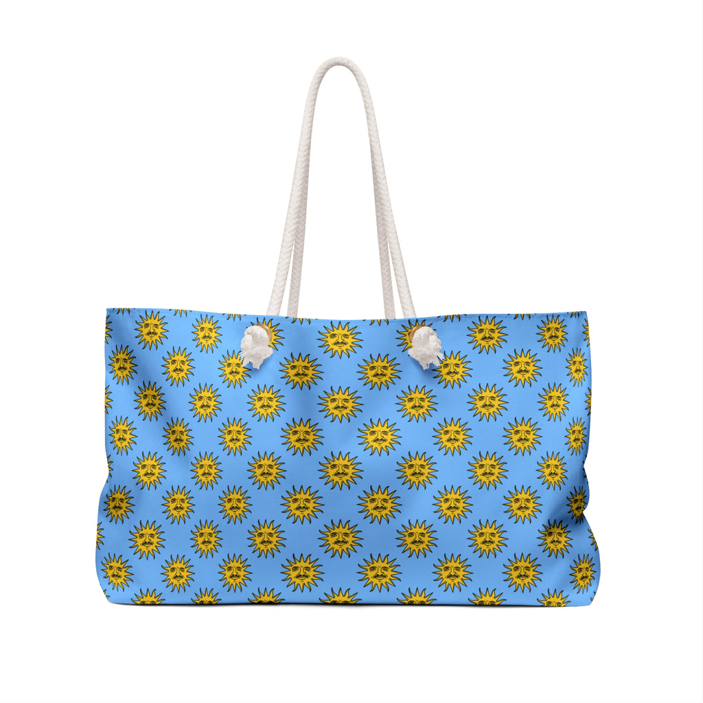 EL SOL Pedro Pascal Sun Portrait All-Over-Print Weekender Tote Bag // Roomy Weekender Tote - Sunny Smile Graphic