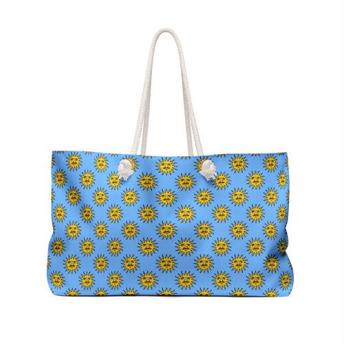 EL SOL Pedro Pascal Sun Portrait All-Over-Print Weekender Tote Bag // Roomy Weekender Tote - Sunny Smile Graphic