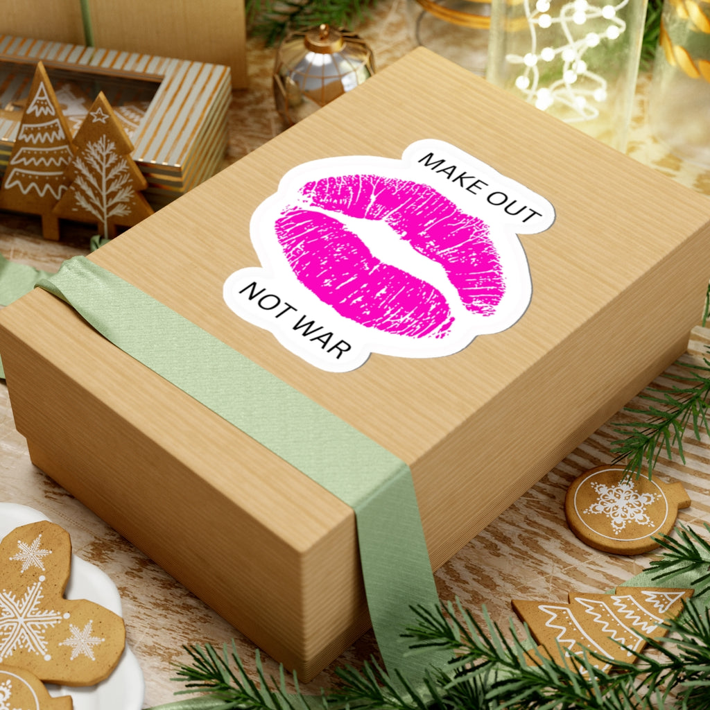 MAKE OUT, NOT WAR — Kiss-Cut Sticker | Retro, Durable Vinyl
