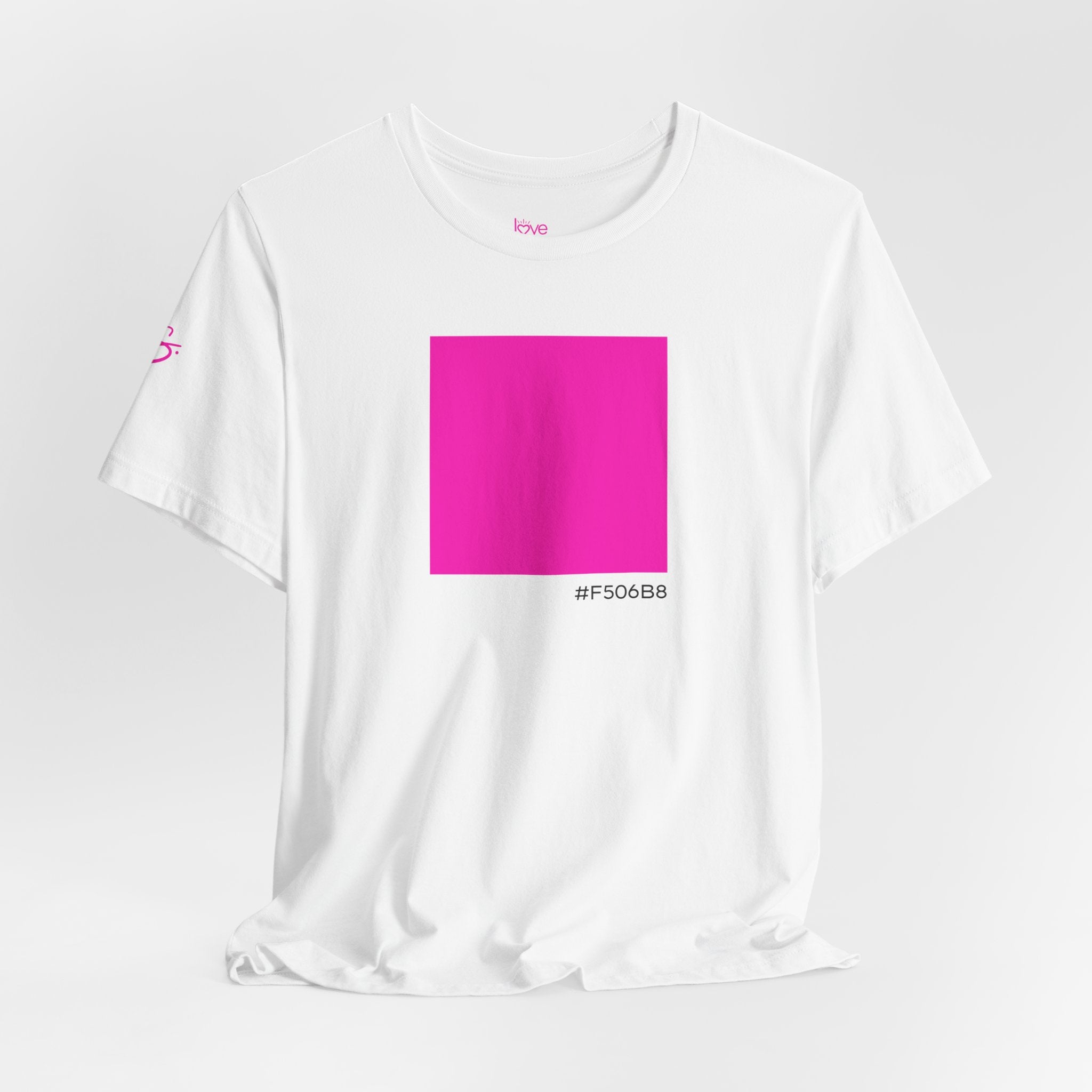 #F506B8 Love Summer Pink Color Swatch Tee // Premium Cotton Unisex T-shirt — Graphic Brand Tee