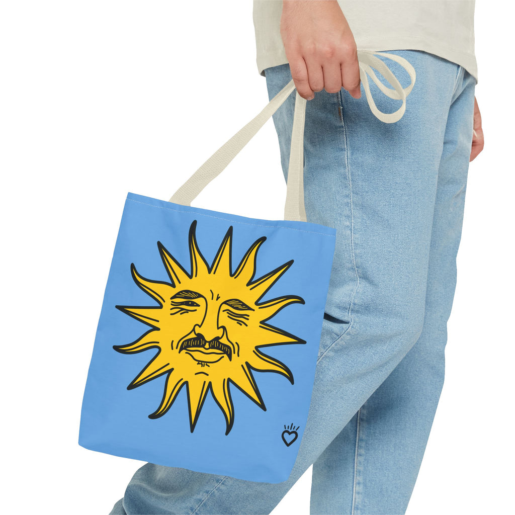 EL SOL Pedro Pascal Sun Portrait Everyday Tote // Compact Tote Bag - Retro Sun Graphic