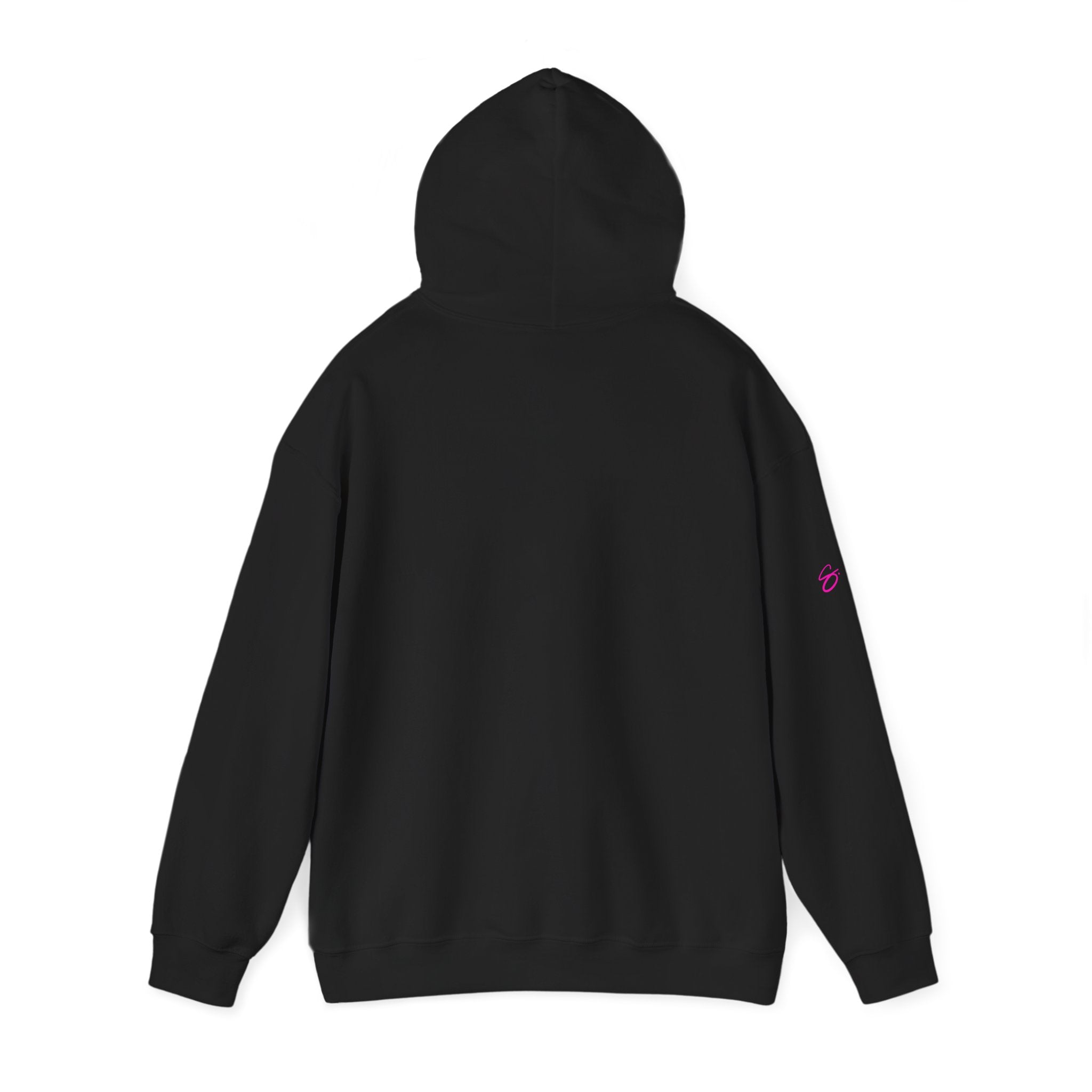 #F506B8 Love Summer Pink Color Swatch Black Hoodie // Soft Cotton Hooded Sweatshirt — Graphic Brand Hoodie