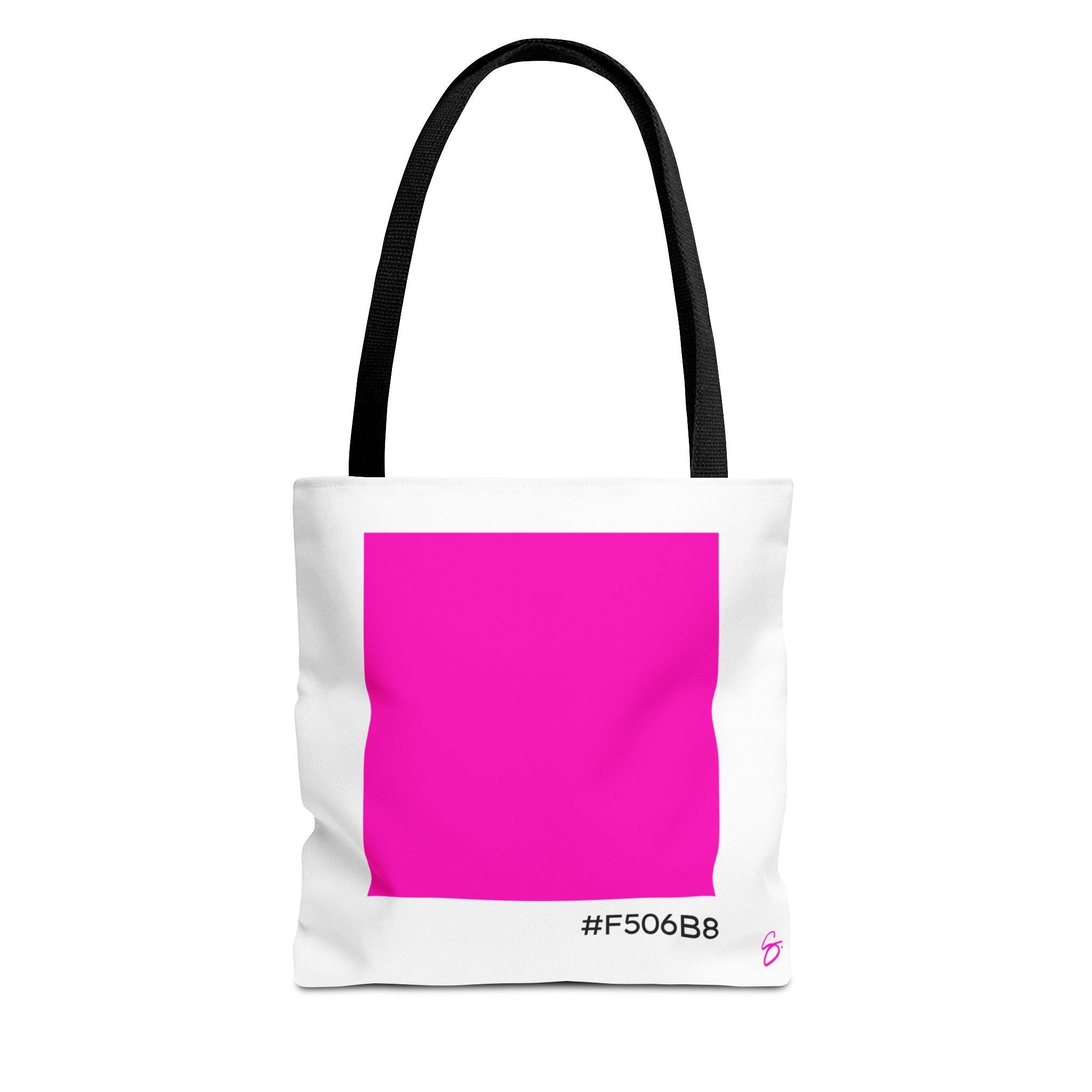 #F506B8 Love Summer Pink Color Swatch Tote Bag // Compact Everyday Tote — Graphic Brand Tote Bag