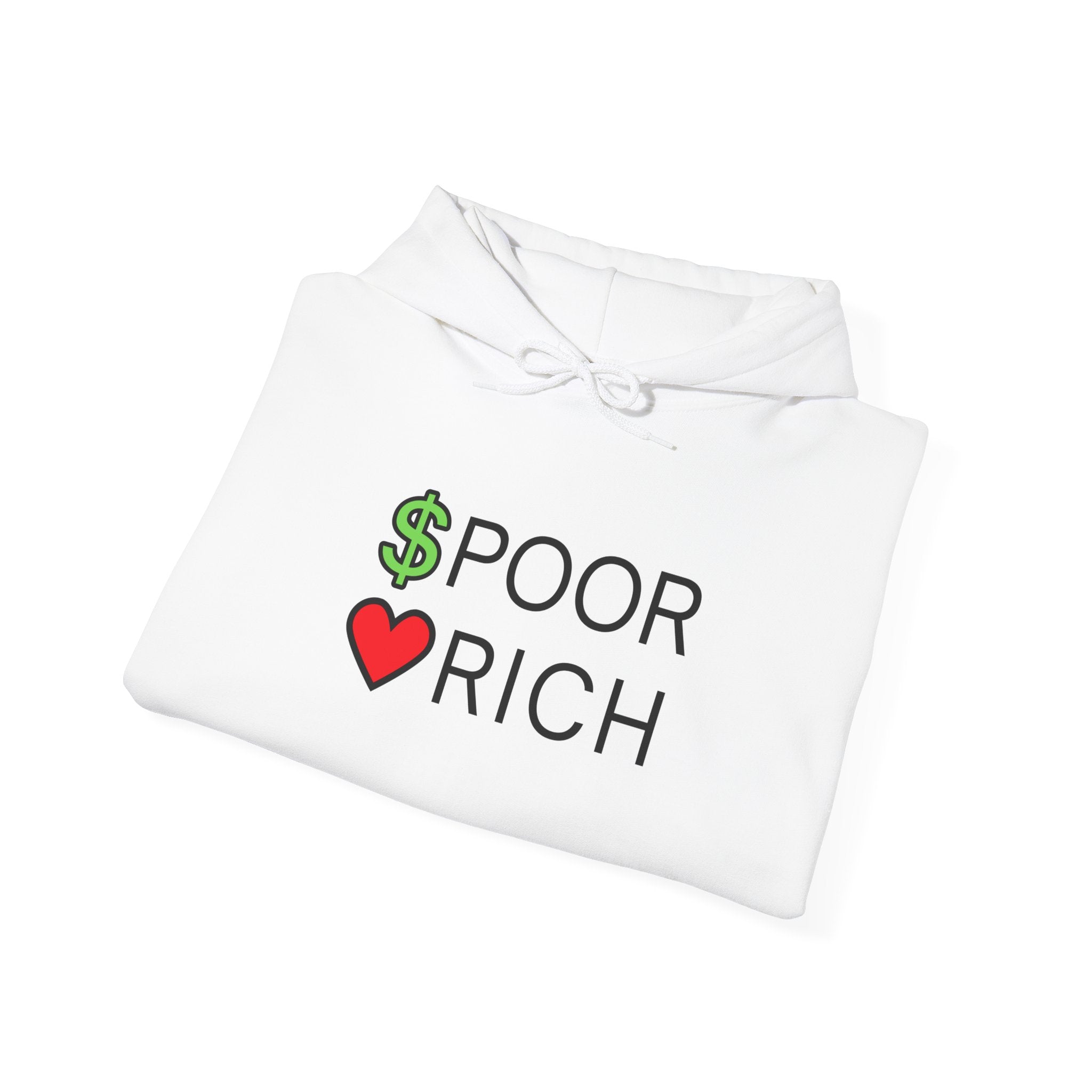 CASH POOR/ LOVE RICH Hoodie // Soft Cotton Hooded Sweatshirt - Statement Hoodie