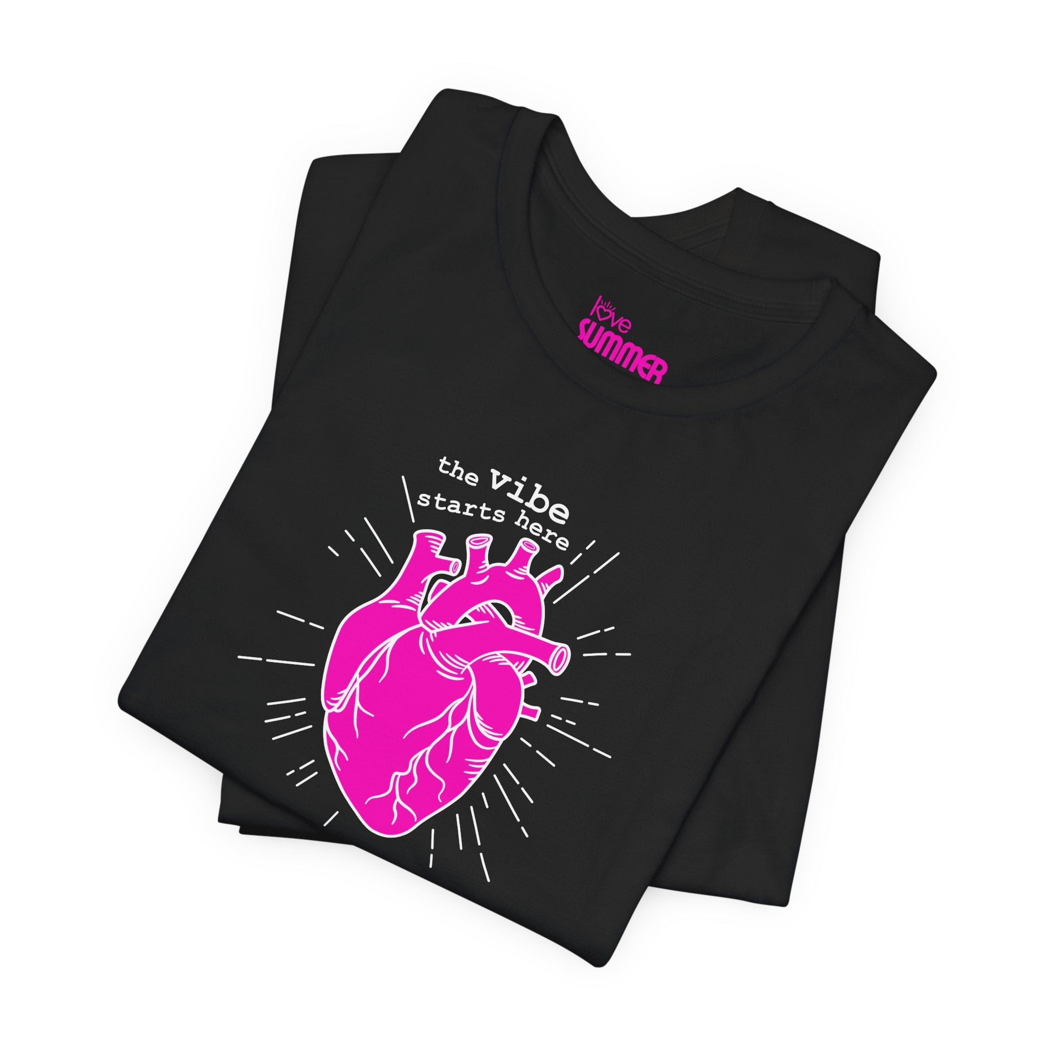 The Vibe Starts Here Tee (White Print) // Premium Cotton Unisex T-shirt - Love Summer Fundraiser Tee