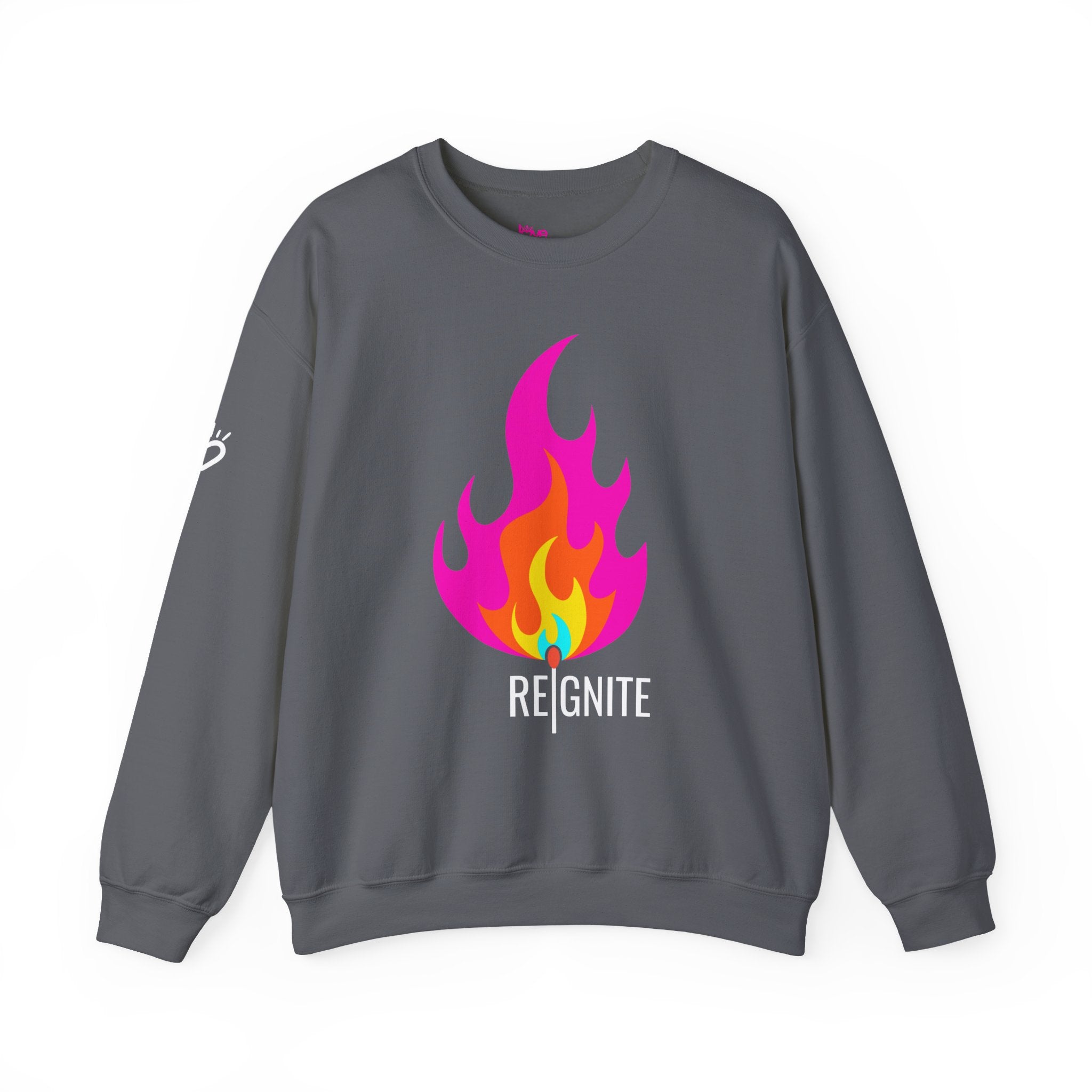 REIGNITE — Cozy Sweatshirt | Flame & Match Graphic