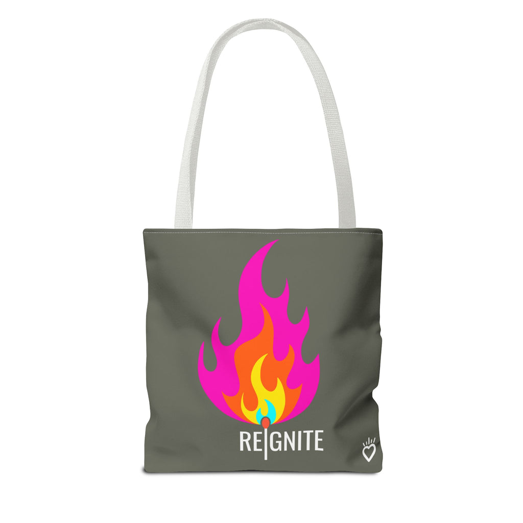 REIGNITE Heart-flame Everyday Tote Bag // Compact Tote Bag - Portable Fire Energy