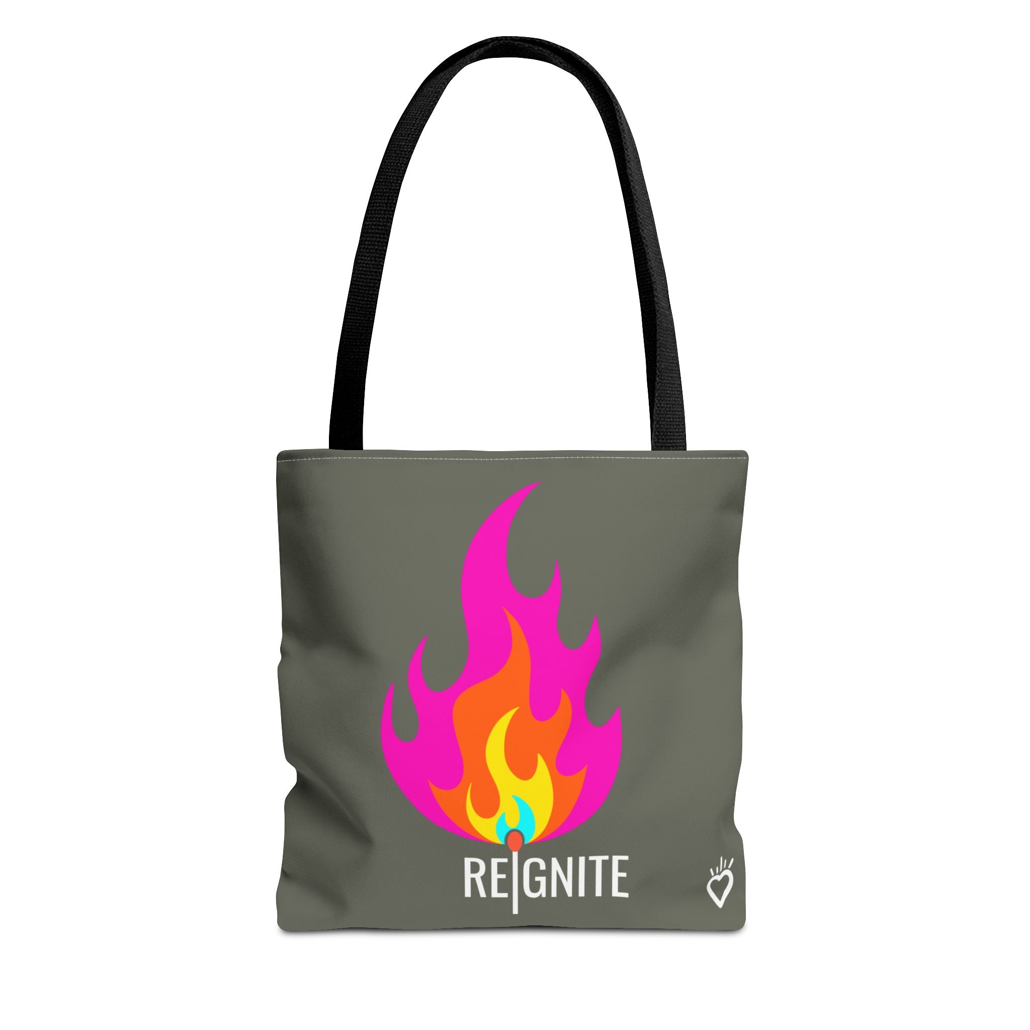 REIGNITE Heart-flame Everyday Tote Bag // Compact Tote Bag - Portable Fire Energy