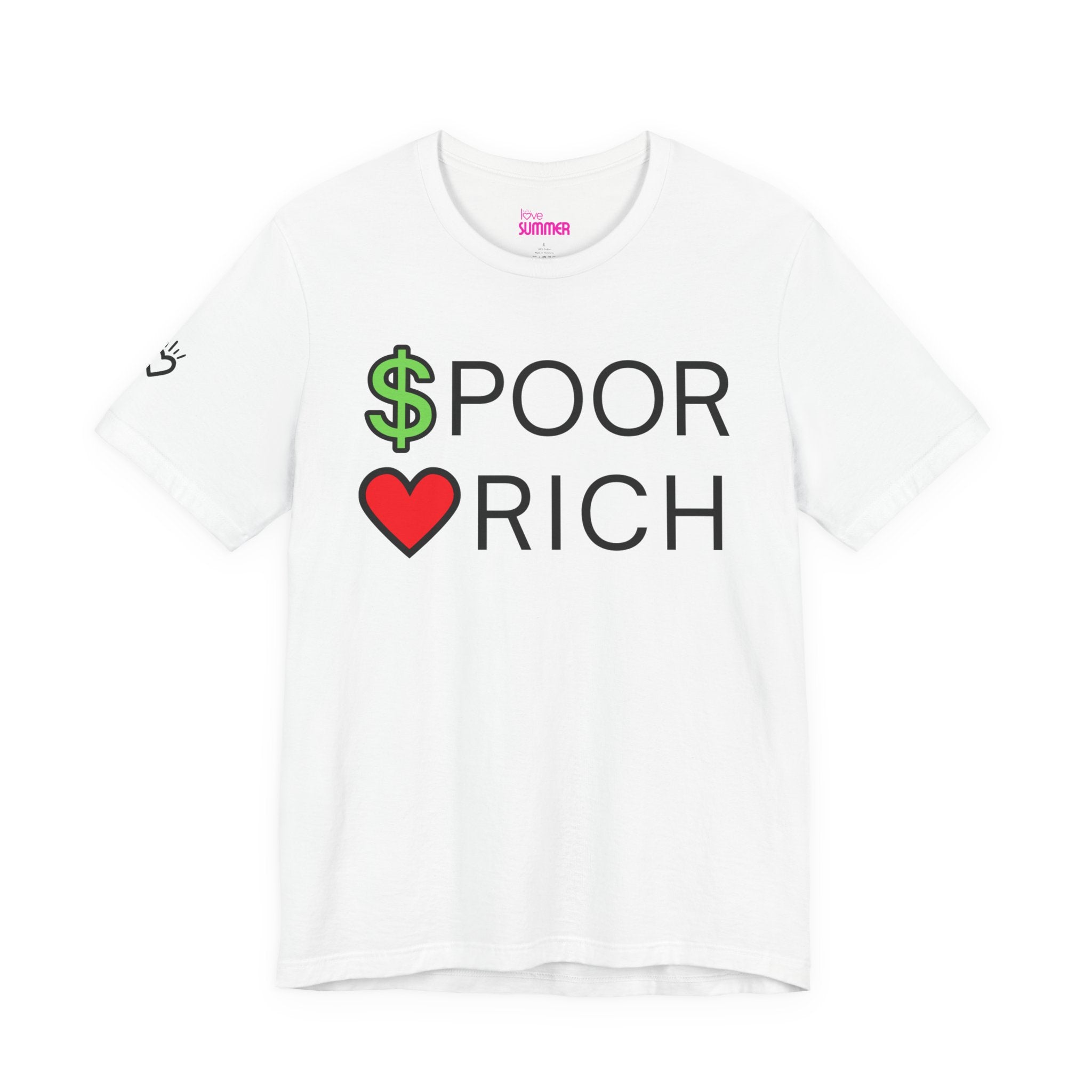 CASH POOR / LOVE RICH Graphic Tee // Premium Cotton Unisex T-Shirt - Emoji Statement Tee